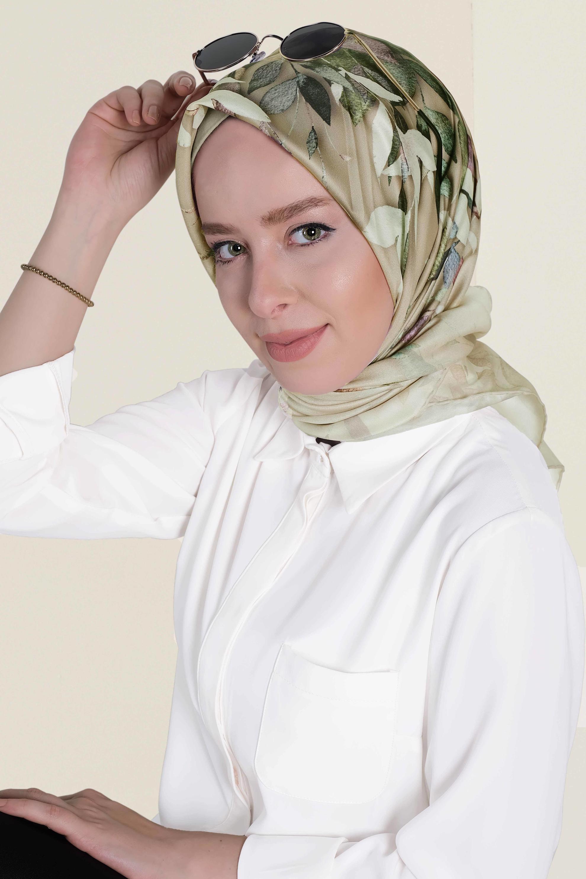 Tesettür giyim BEYAZ 9967-1 ALVİNA DİJİTAL EŞARP