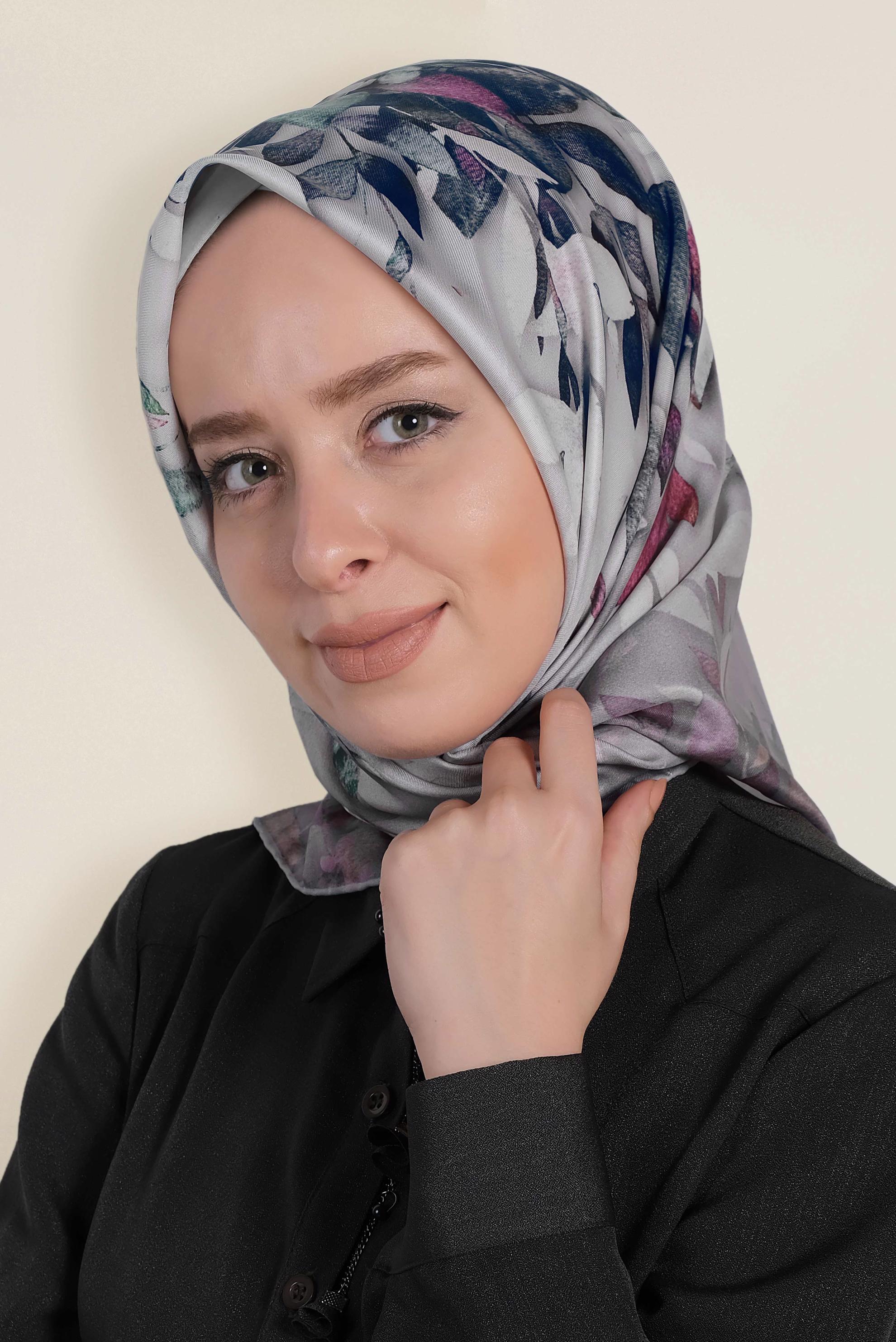Tesettür giyim GRİ 9967-1 ALVİNA DİJİTAL EŞARP