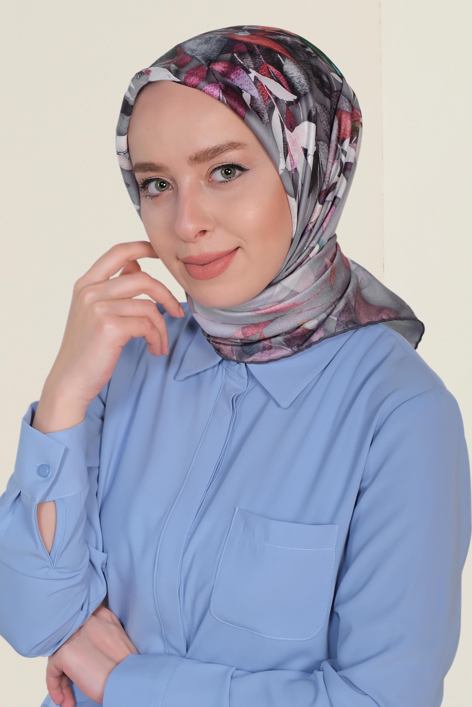 Tesettür giyim GRİ 9967-1 ALVİNA DİJİTAL EŞARP