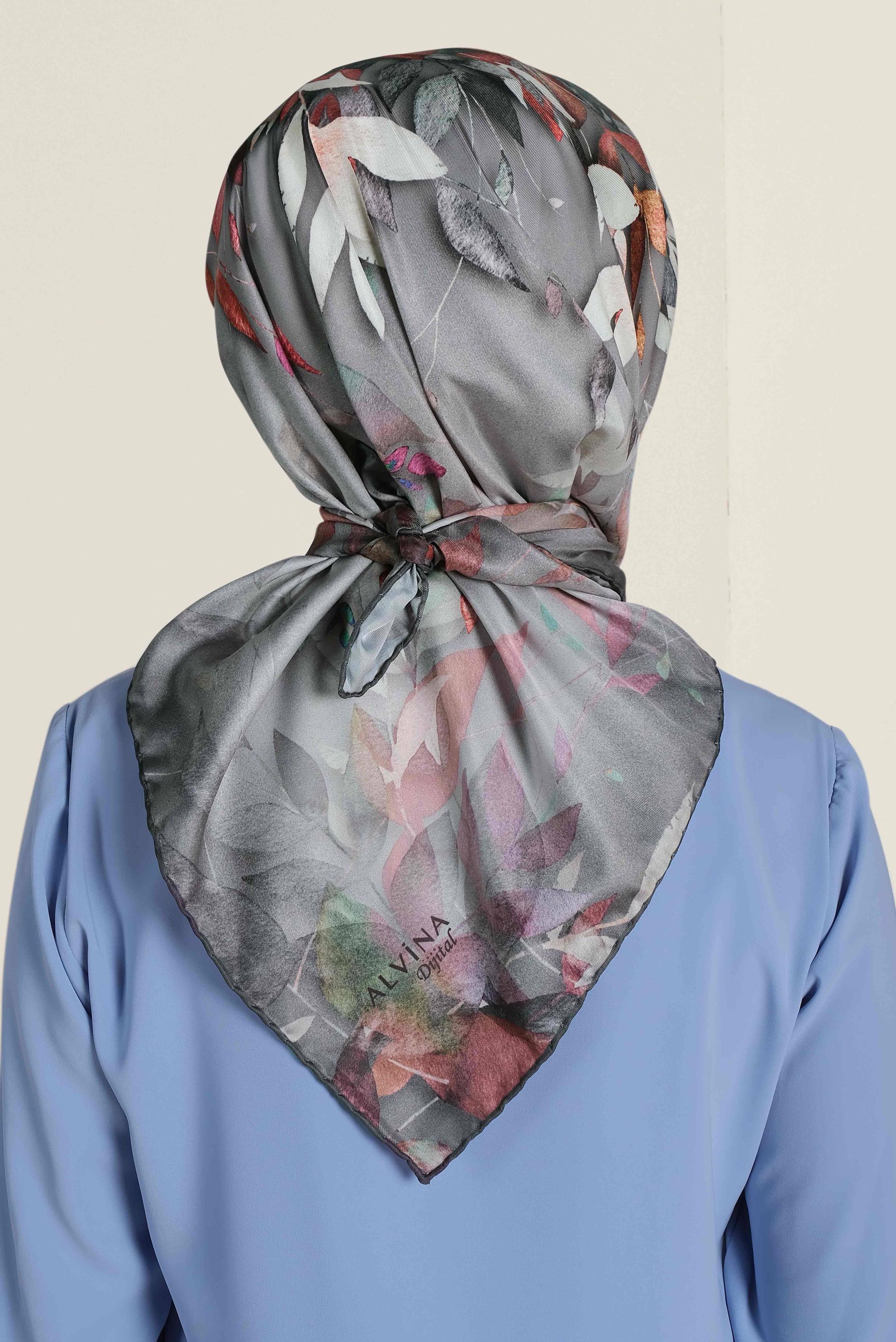 Tesettür giyim GRİ 9967-1 ALVİNA DİJİTAL EŞARP