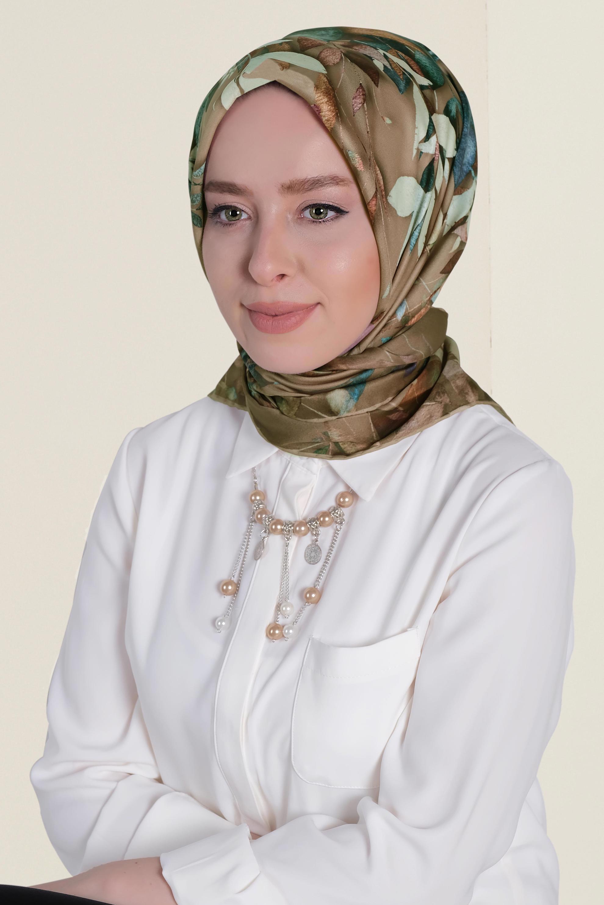 Tesettür giyim VİZON 9967-1 ALVİNA DİJİTAL EŞARP