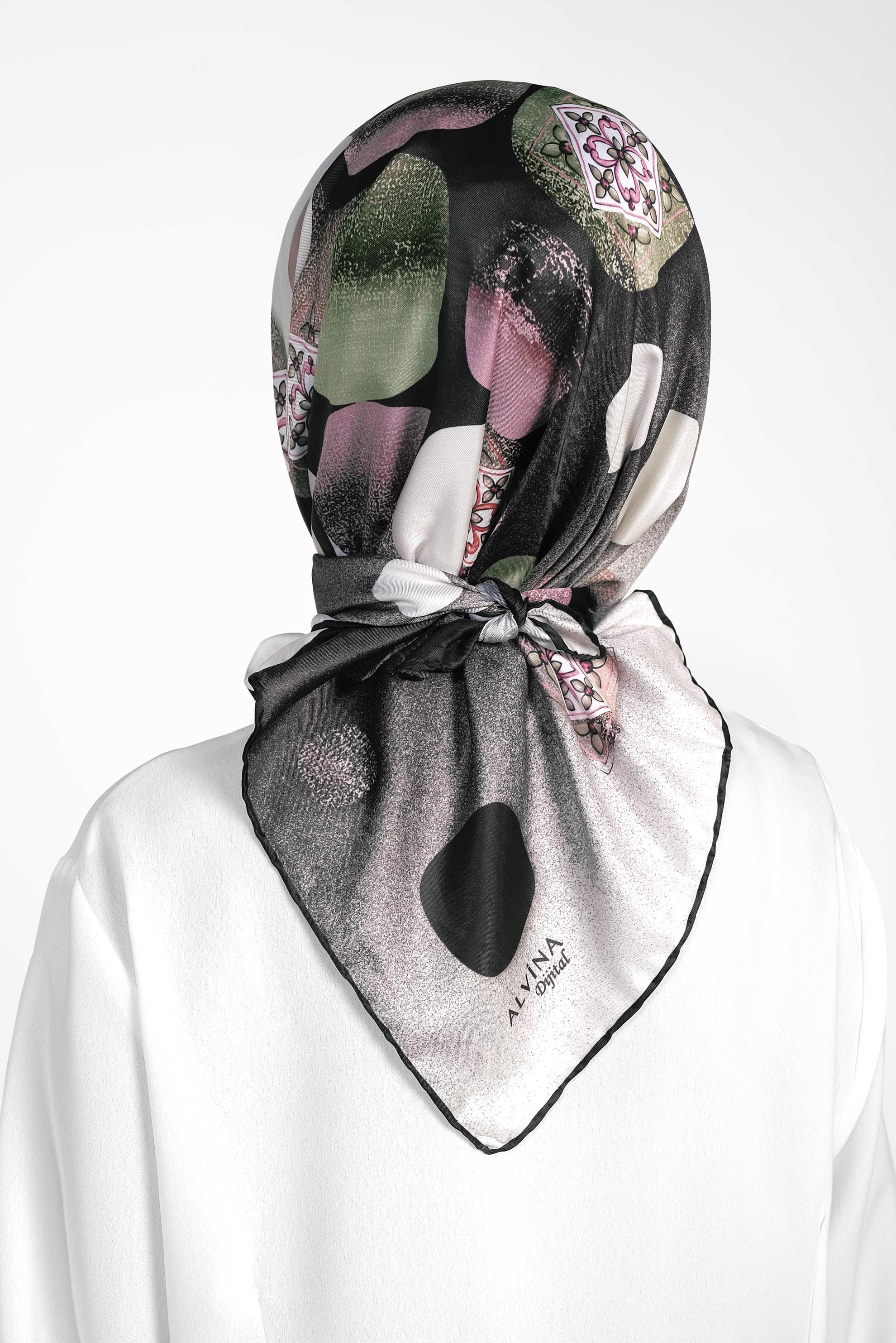 Tesettür giyim SİYAH 9968-1 ALVİNA DİJİTAL EŞARP