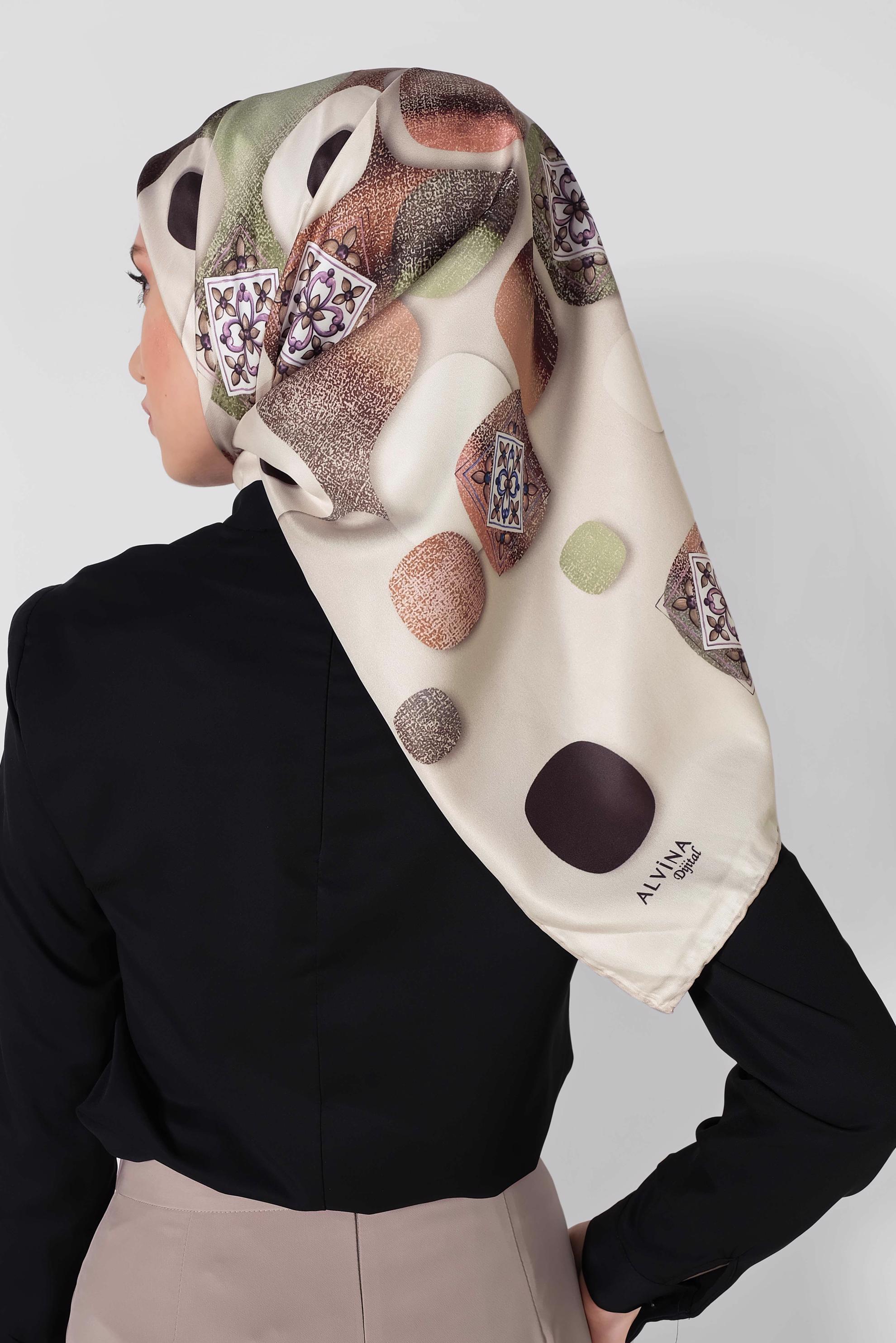 Tesettür giyim BEJ 9968-1 ALVİNA DİJİTAL EŞARP