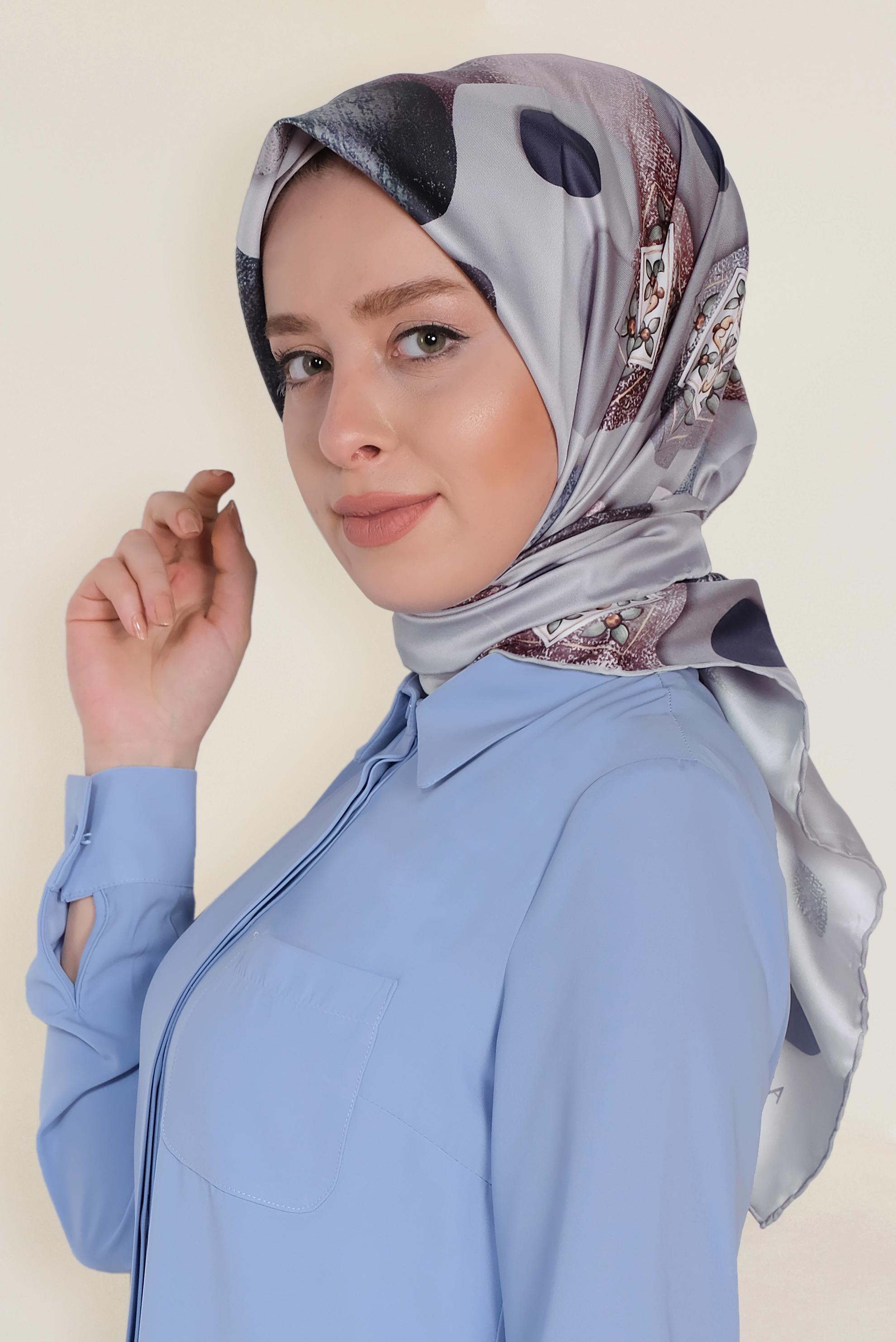 Tesettür giyim GRİ 9968-1 ALVİNA DİJİTAL EŞARP