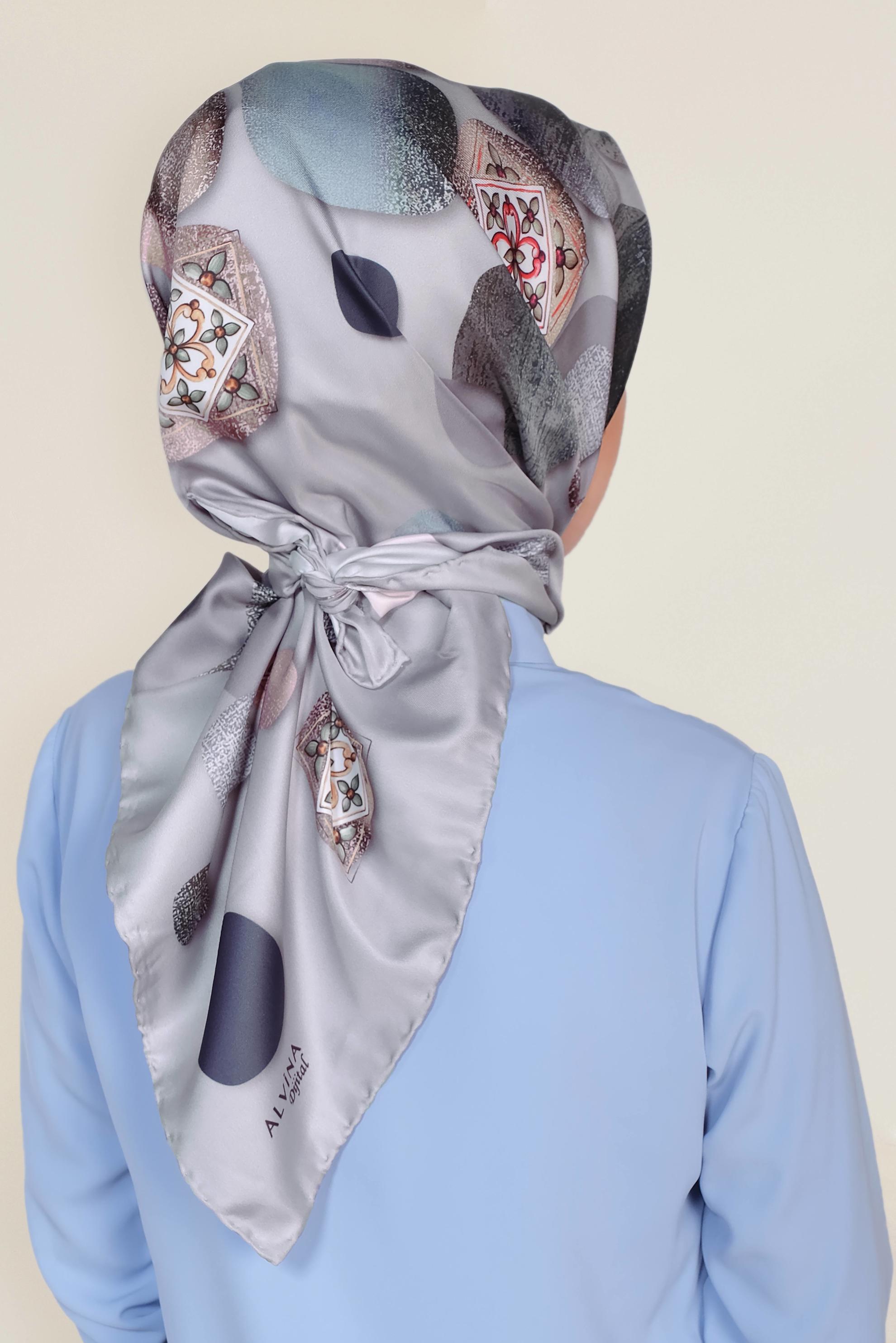 Tesettür giyim GRİ 9968-1 ALVİNA DİJİTAL EŞARP