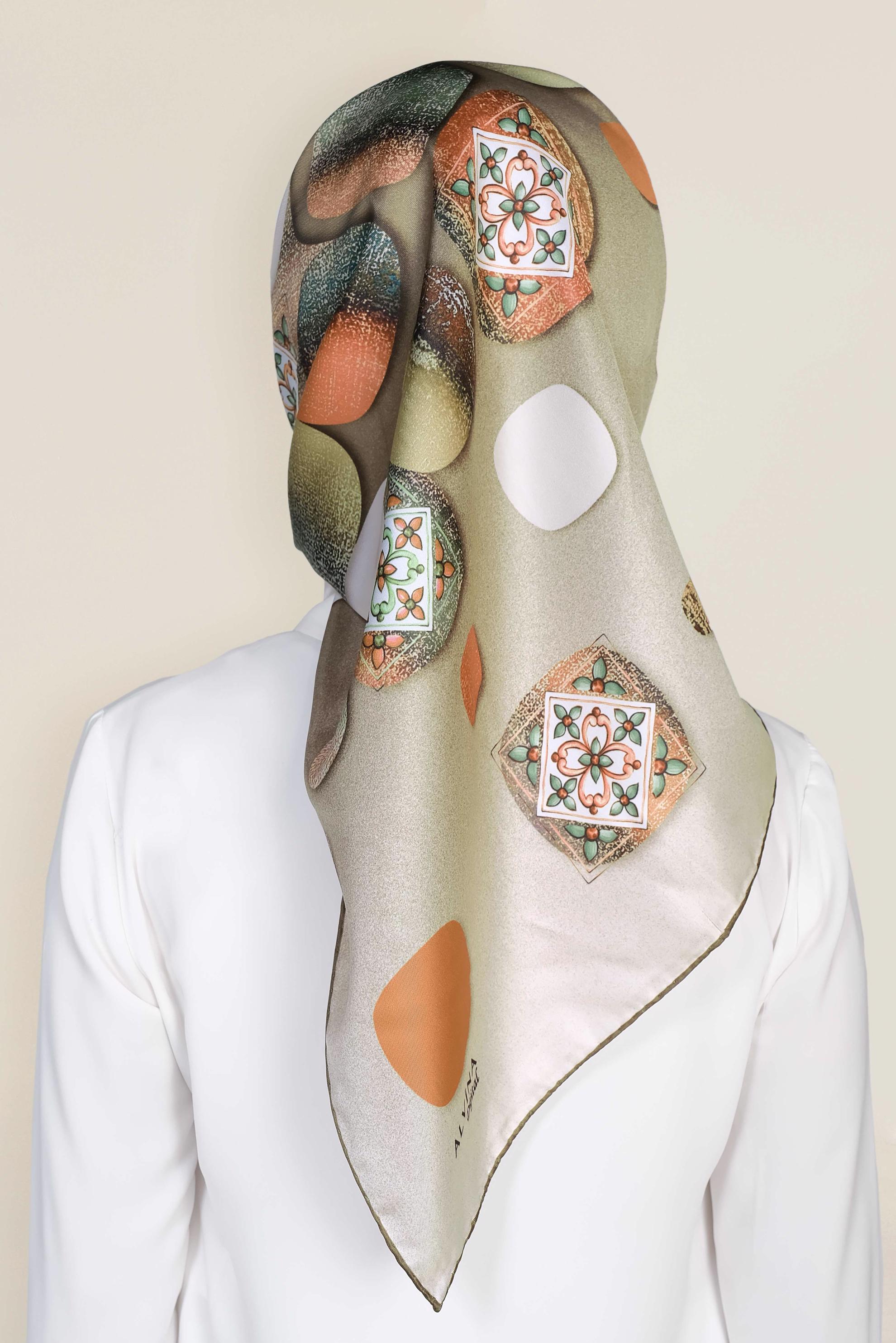 Tesettür giyim HAKİ 9968-1 ALVİNA DİJİTAL EŞARP