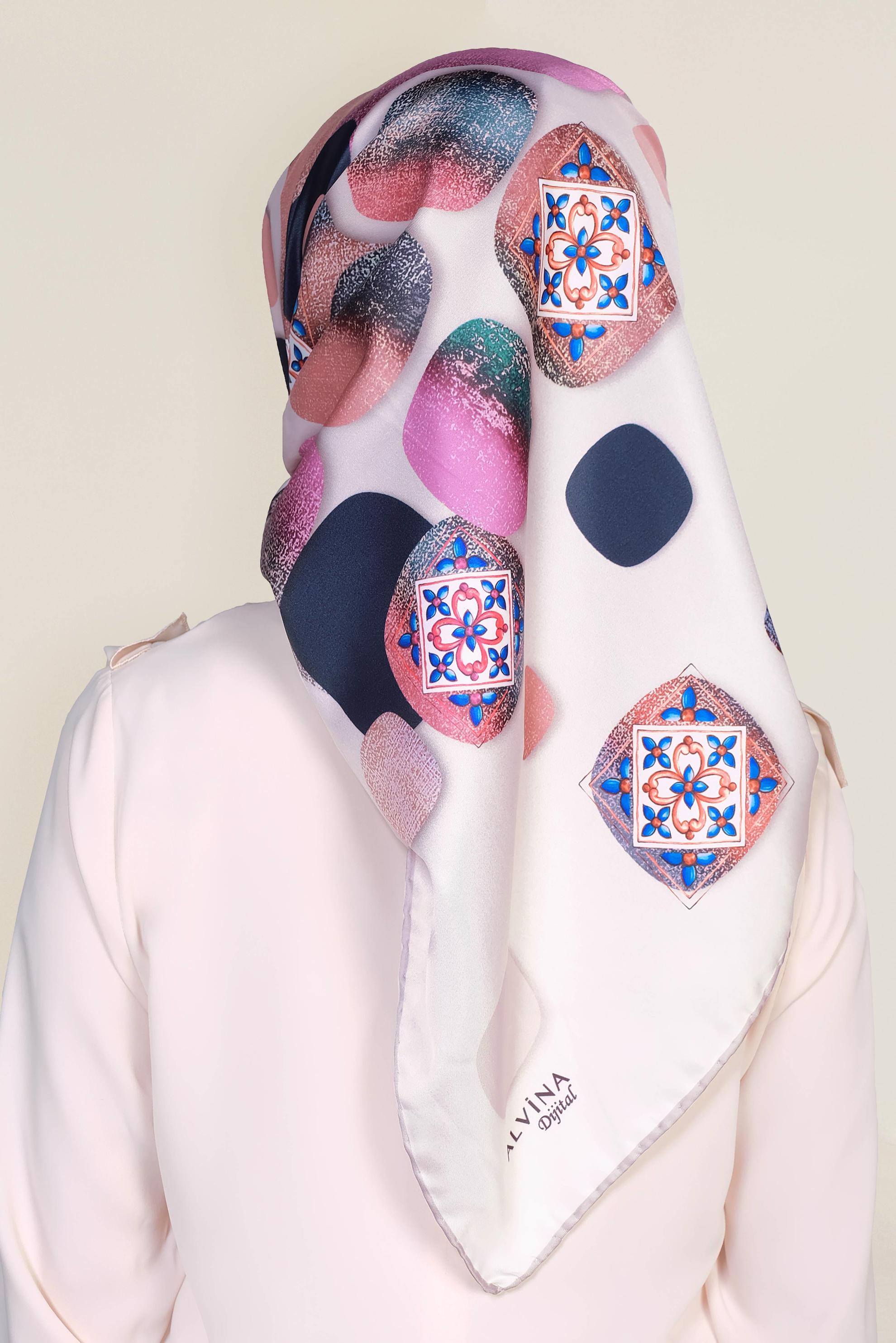 Tesettür giyim BEJ 9968-1 ALVİNA DİJİTAL EŞARP