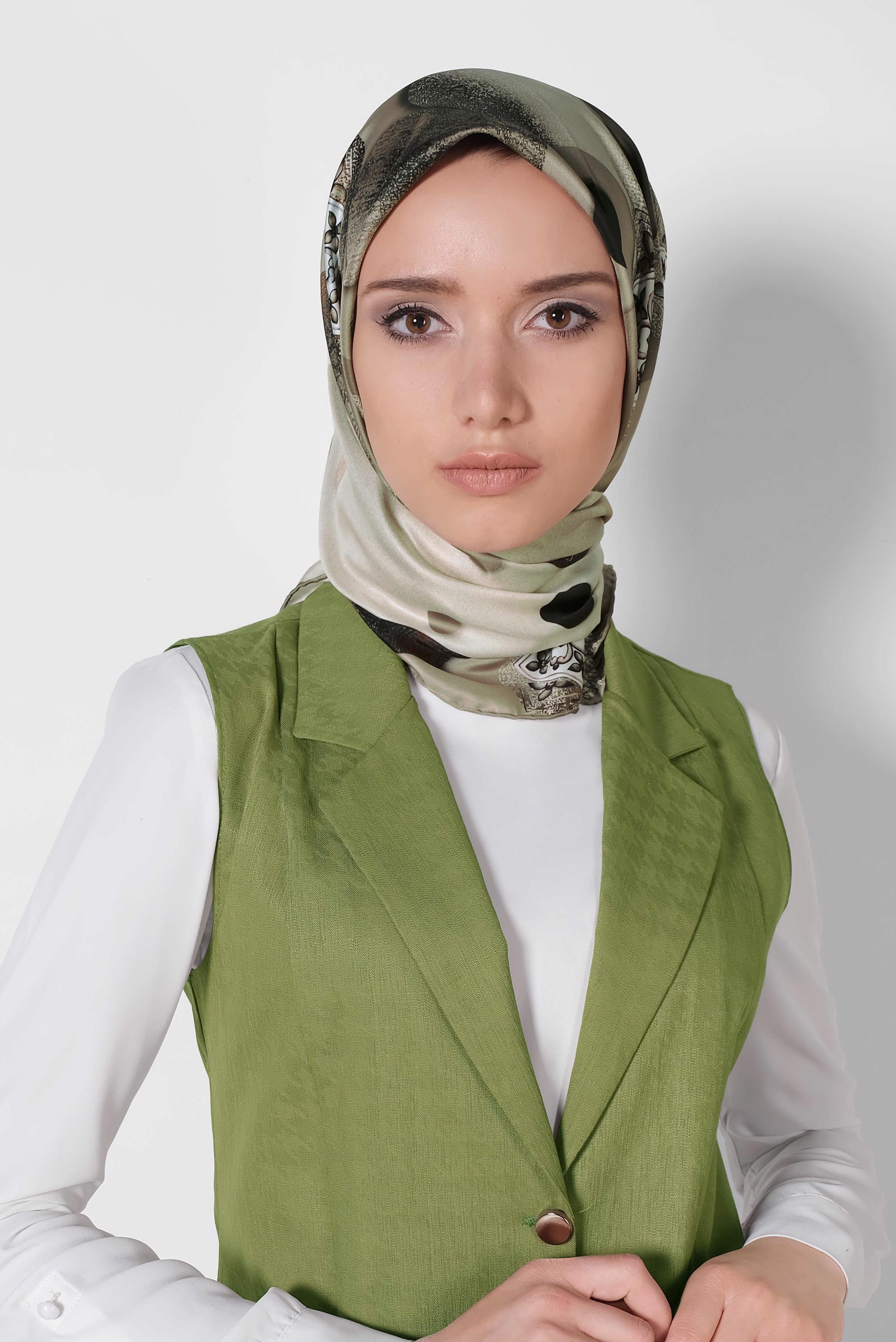 Tesettür giyim VİZON 9968-1 ALVİNA DİJİTAL EŞARP
