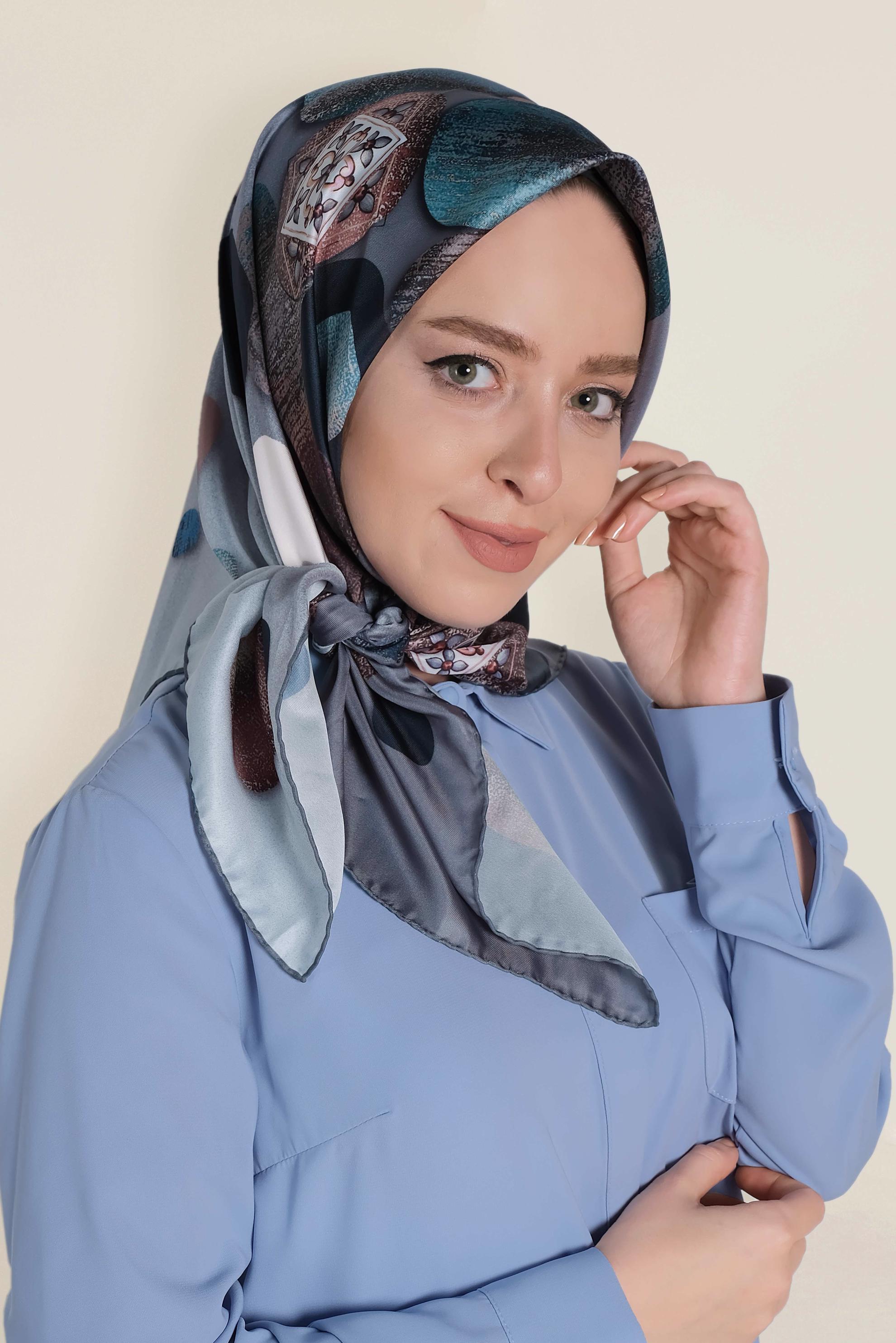 Tesettür giyim GRİ 9968-1 ALVİNA DİJİTAL EŞARP