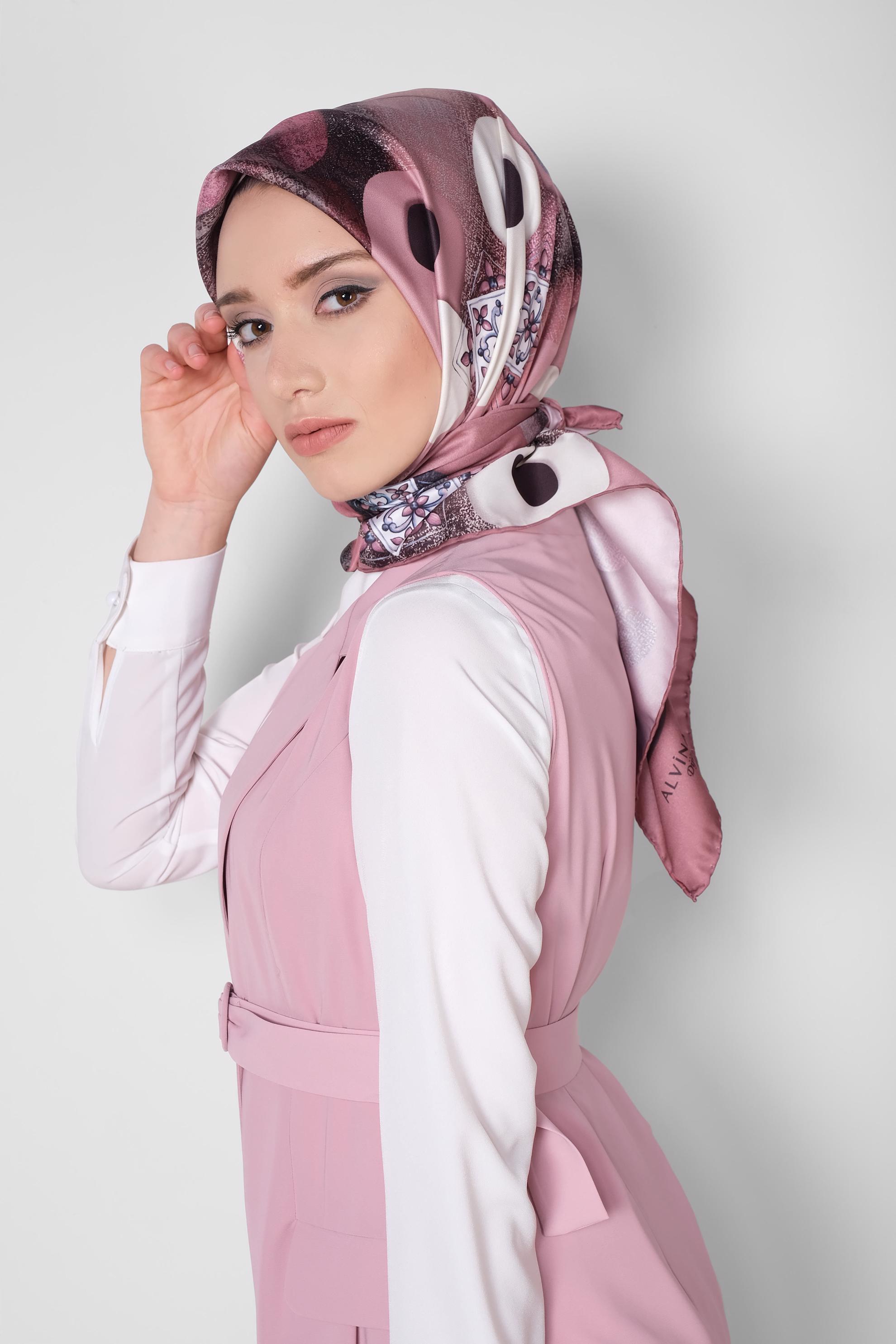Tesettür giyim PEMBE 9968-1 ALVİNA DİJİTAL EŞARP