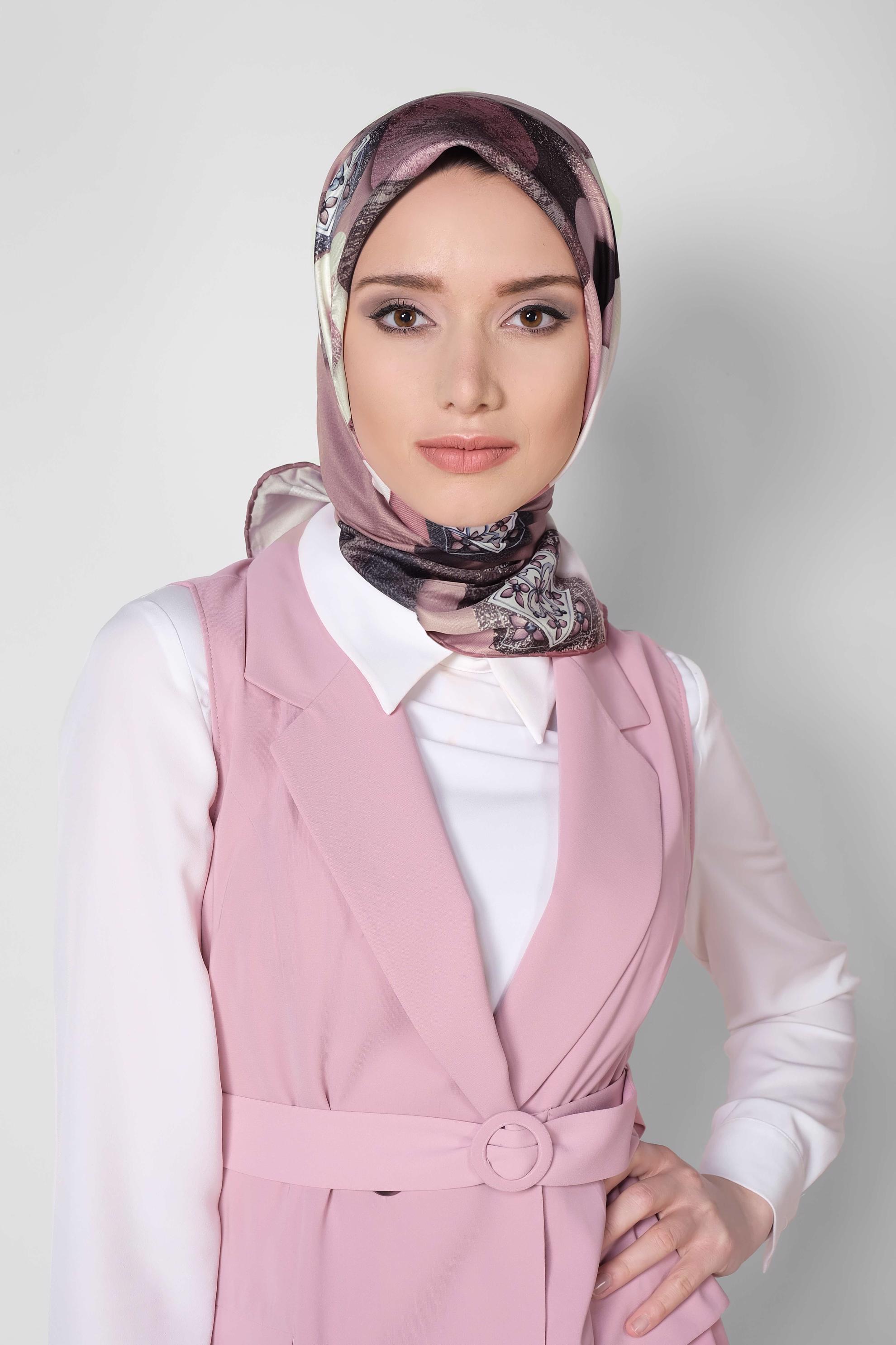 Tesettür giyim PEMBE 9968-1 ALVİNA DİJİTAL EŞARP