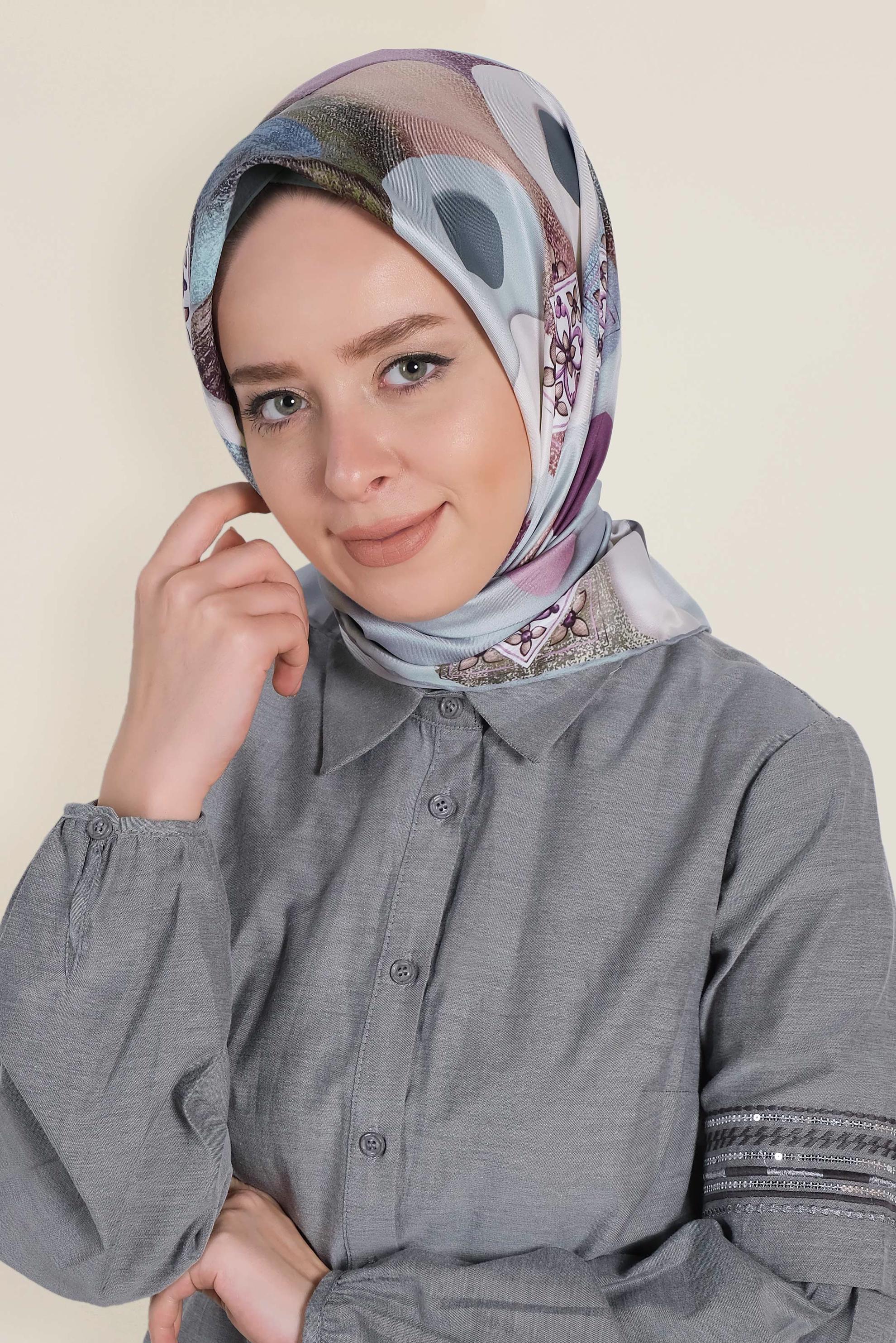 Tesettür giyim YEŞİL 9968-1 ALVİNA DİJİTAL EŞARP