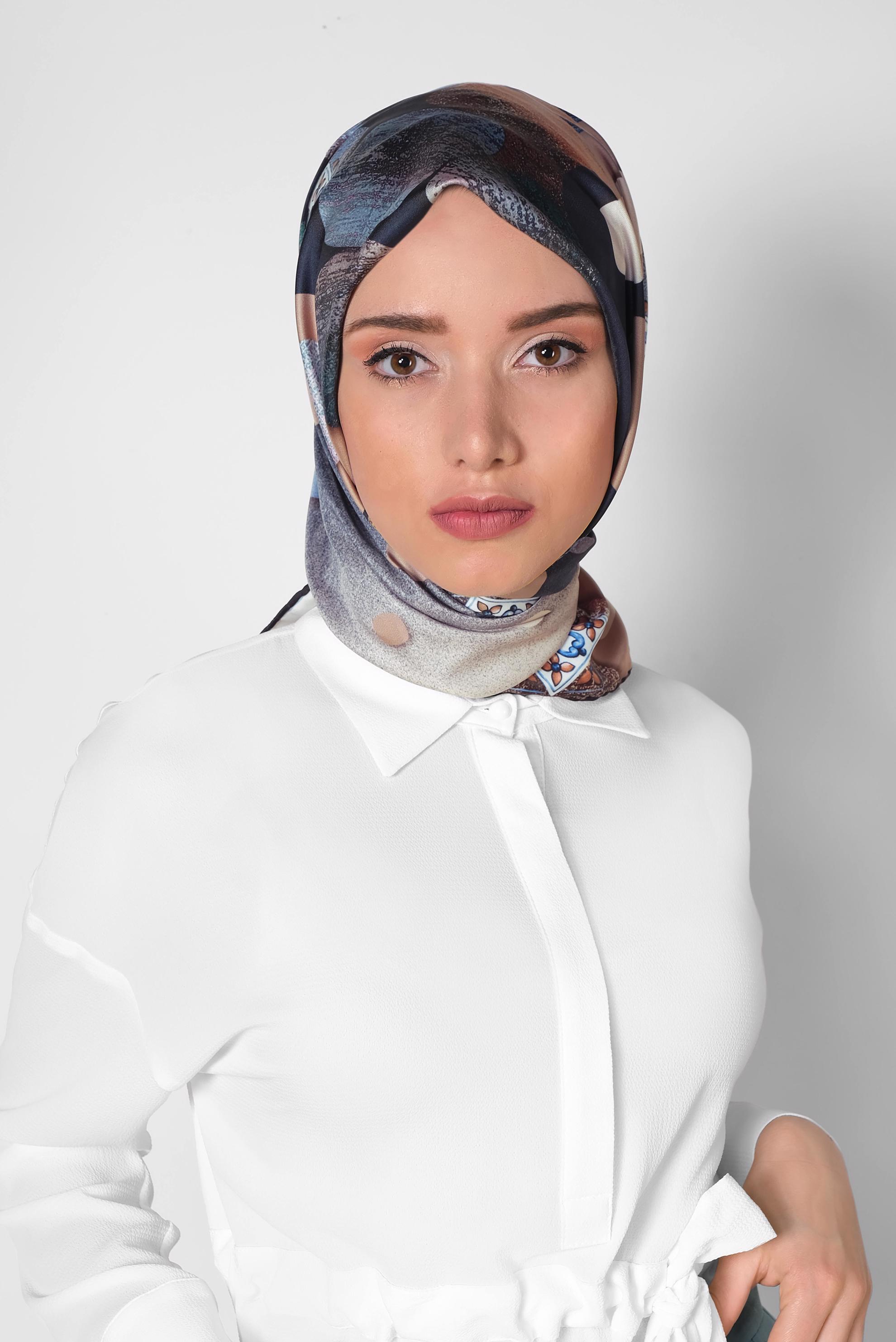 Tesettür giyim LACİVERT 9968-1 ALVİNA DİJİTAL EŞARP