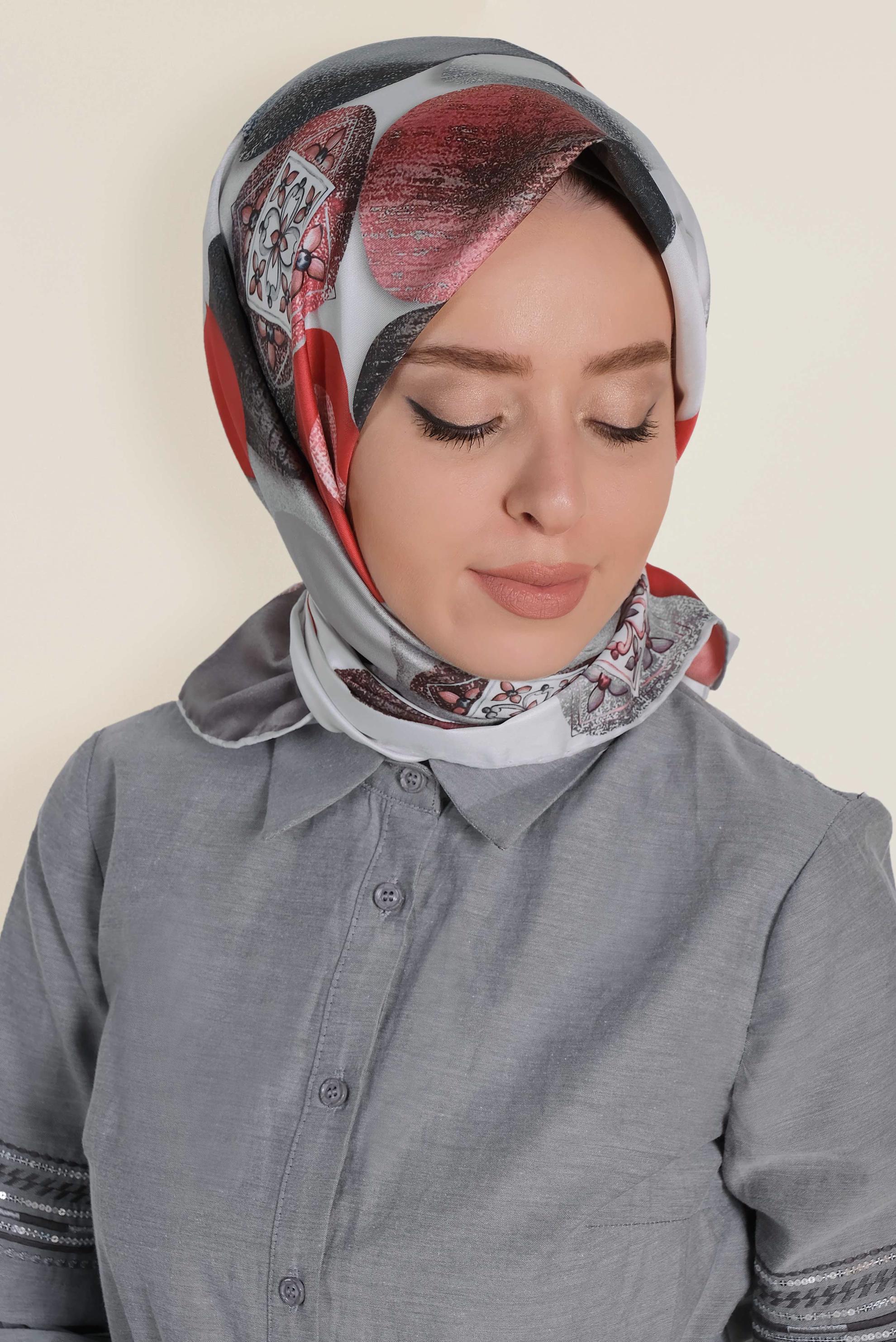 Tesettür giyim GRİ 9968-1 ALVİNA DİJİTAL EŞARP