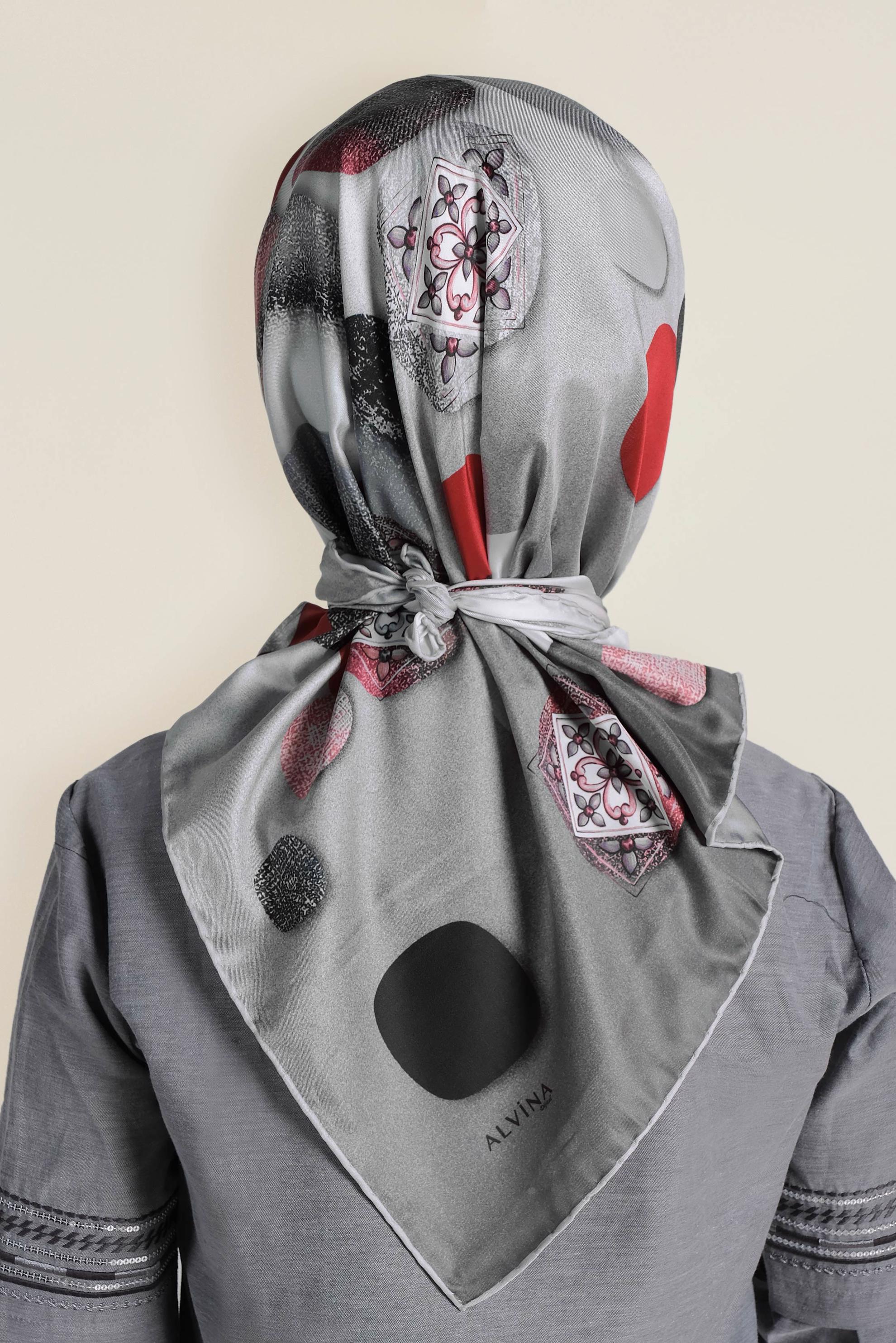 Tesettür giyim GRİ 9968-1 ALVİNA DİJİTAL EŞARP