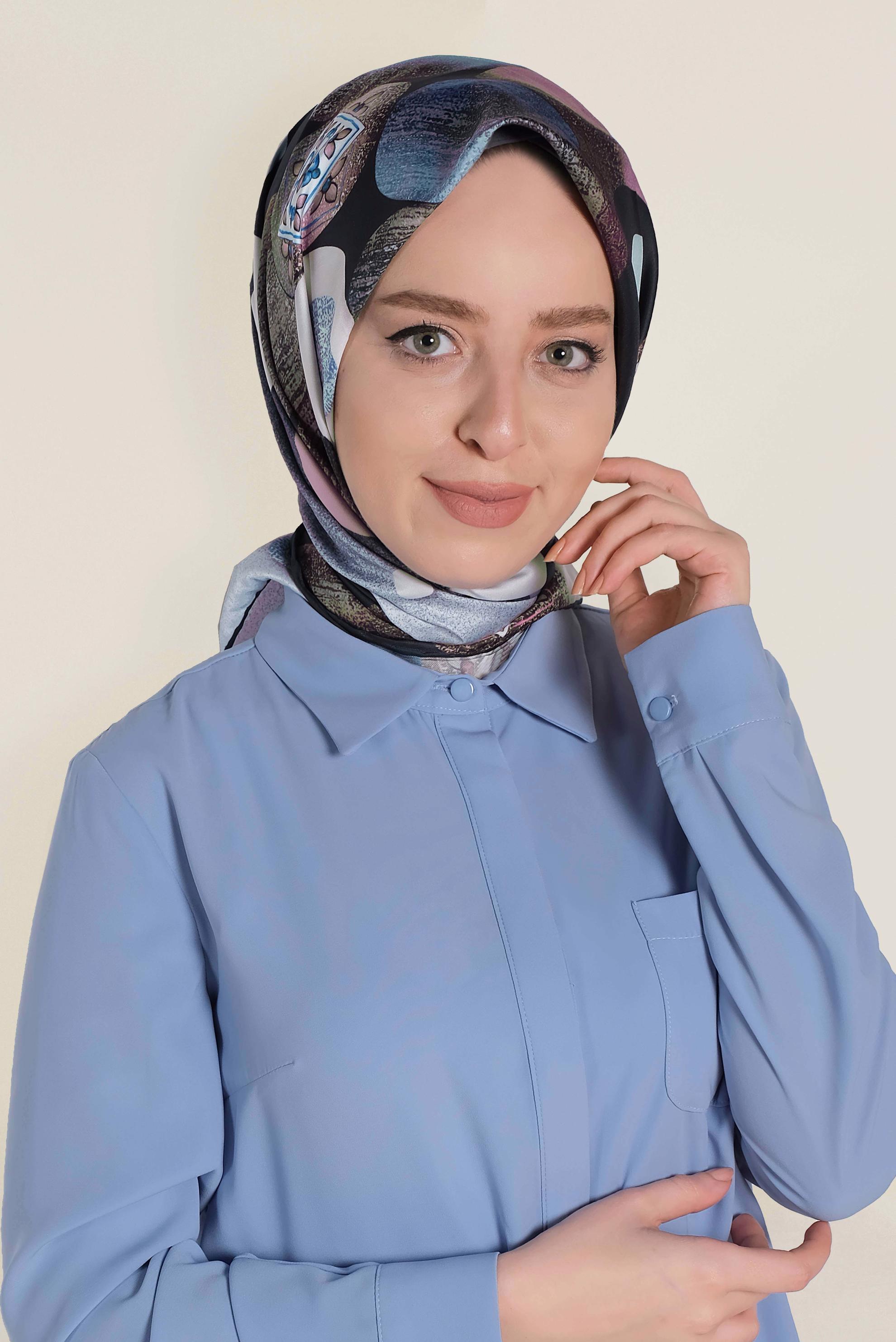 Tesettür giyim LACİVERT 9968-1 ALVİNA DİJİTAL EŞARP