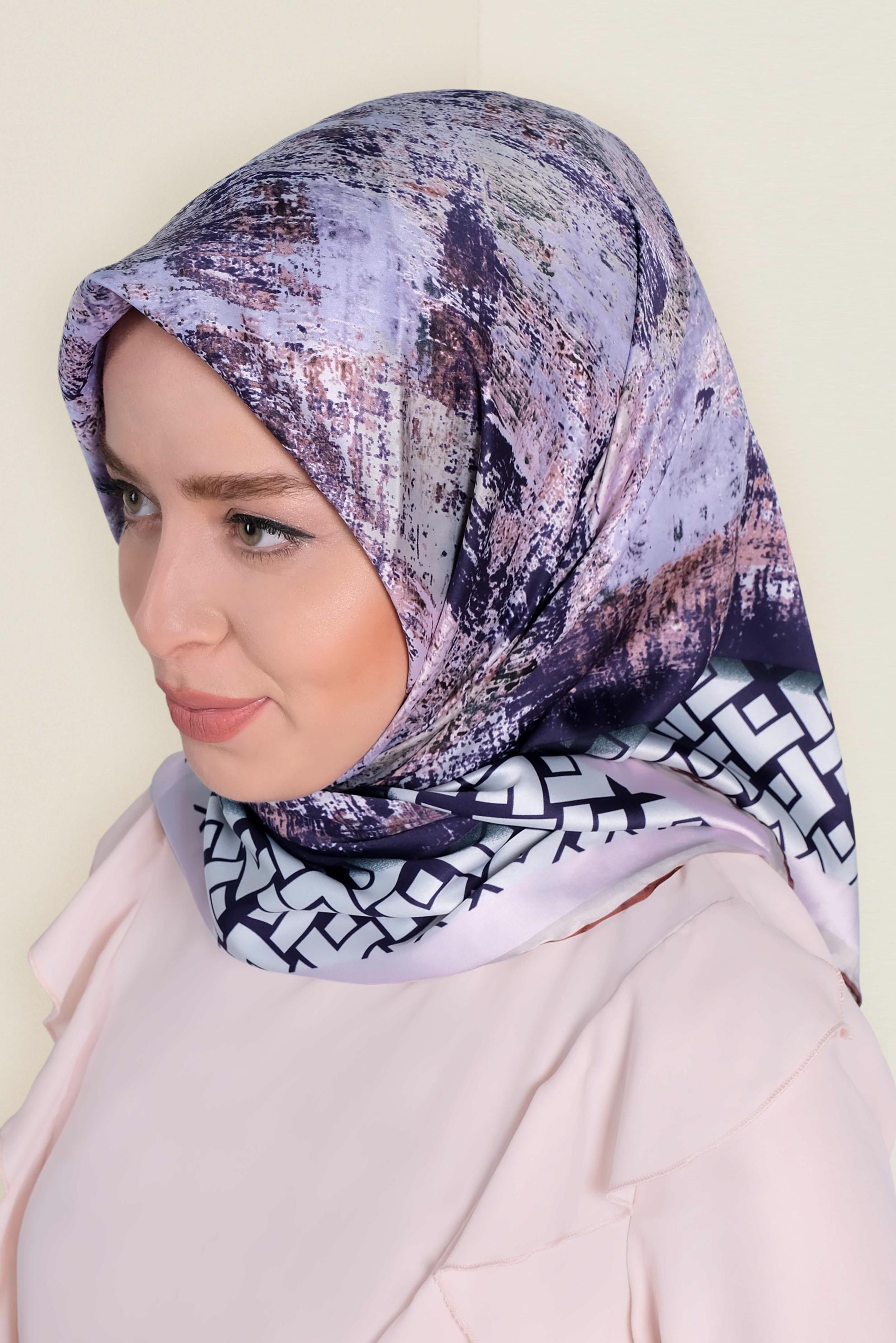 Tesettür giyim MOR 11435-1  ALVİNA DESENLİ EŞARP