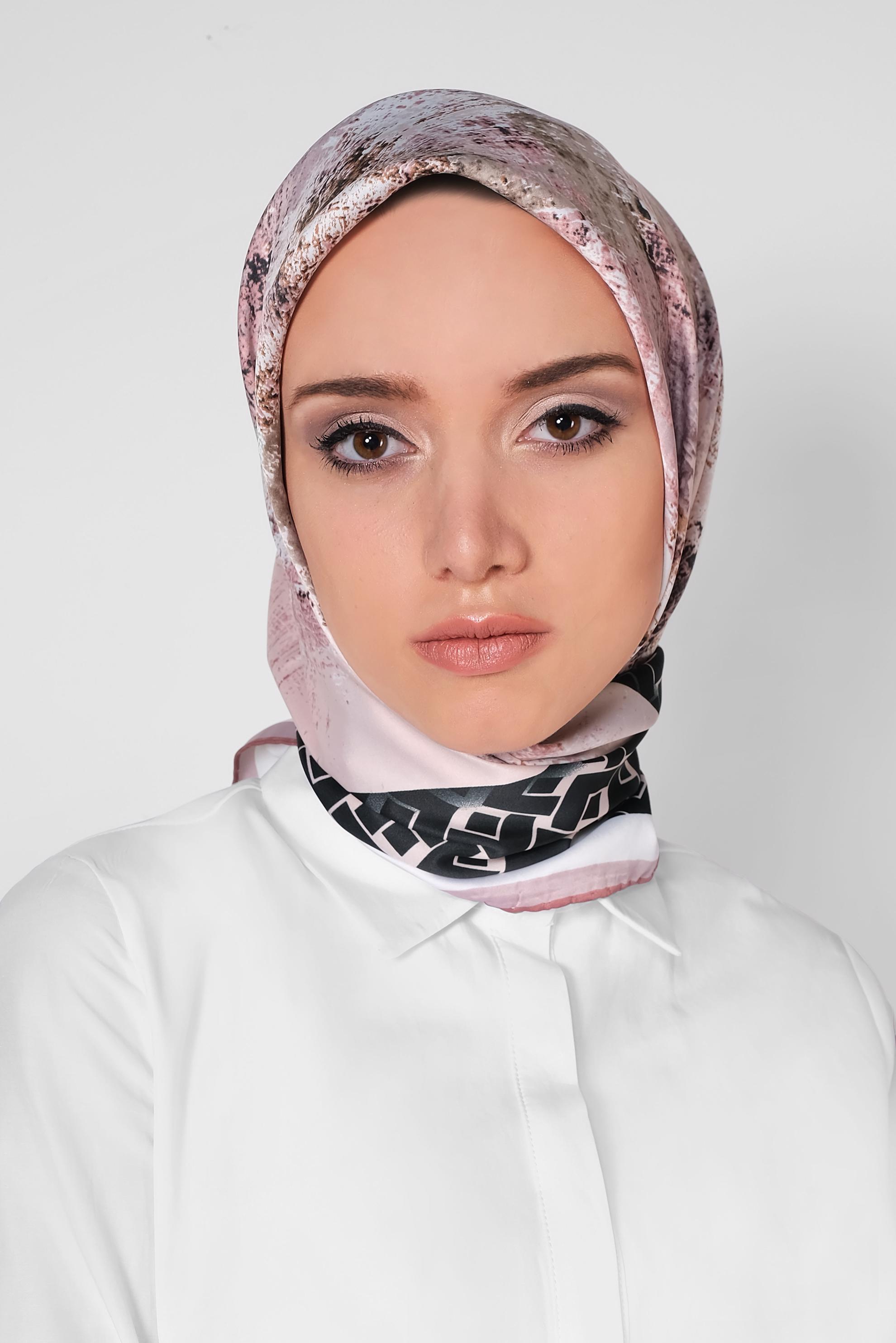 Tesettür giyim PUDRA 11435-1  ALVİNA DESENLİ EŞARP