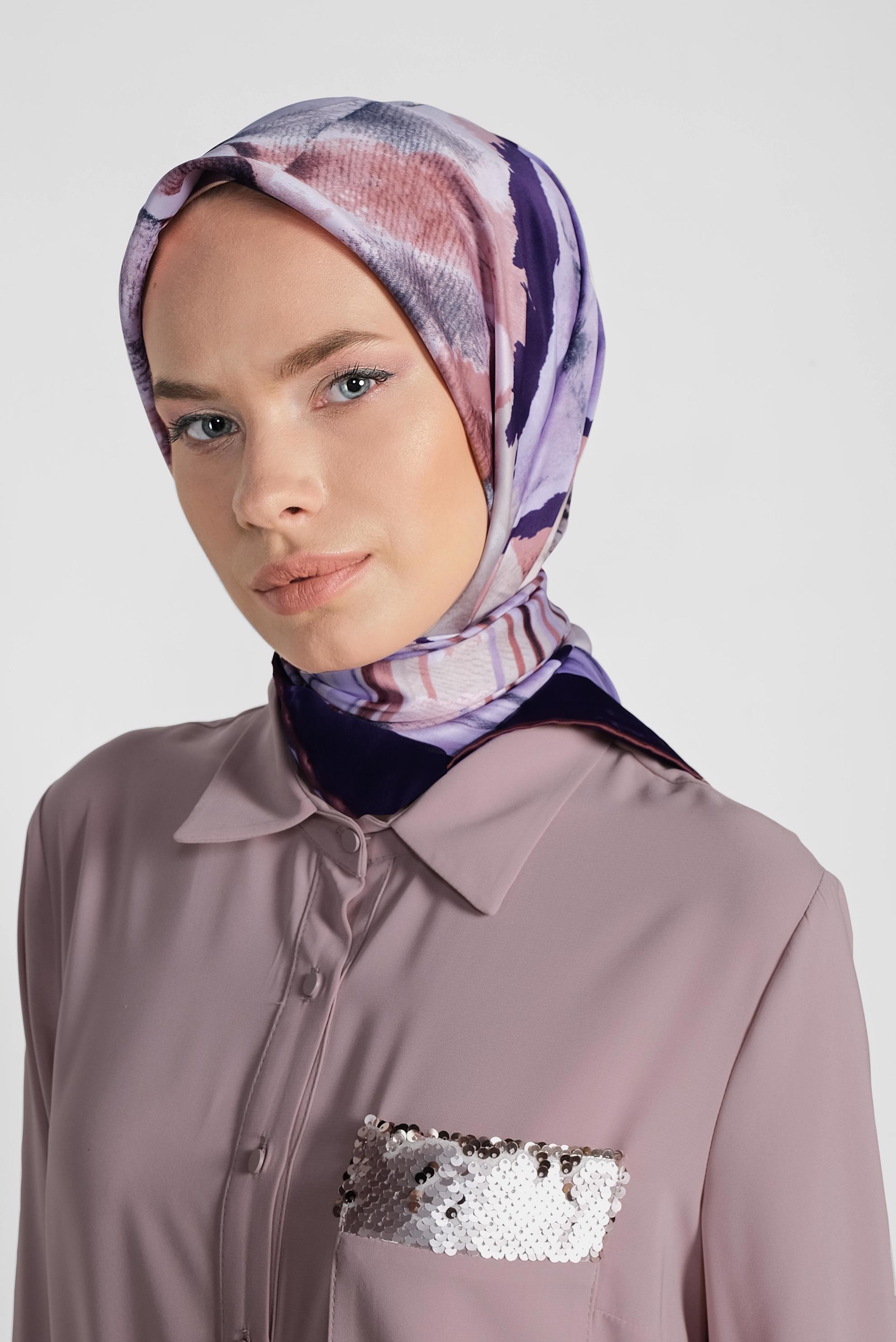 Tesettür giyim MOR ALVİNA DESENLİ EŞARP 11436-1 