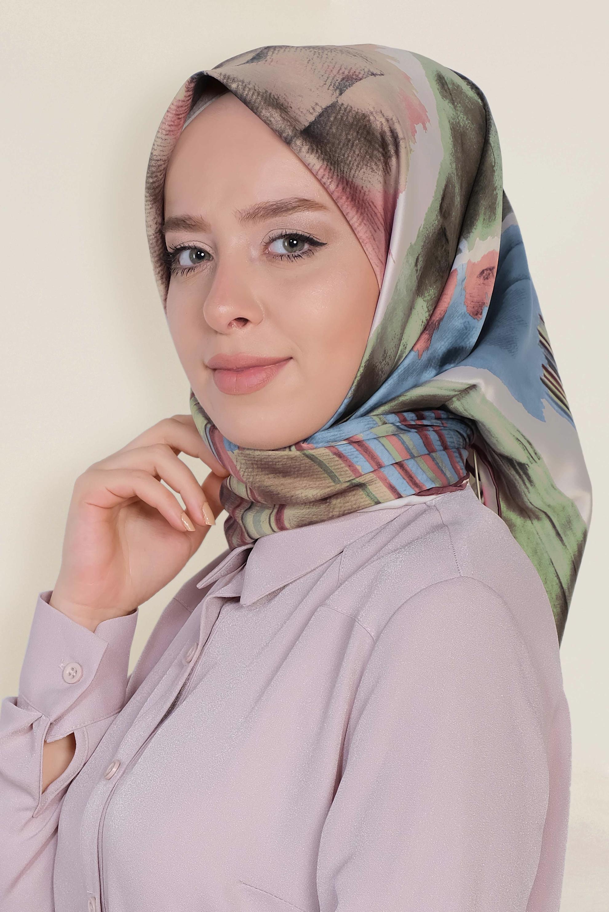 Tesettür giyim BEJ ALVİNA DESENLİ EŞARP 11436-1 