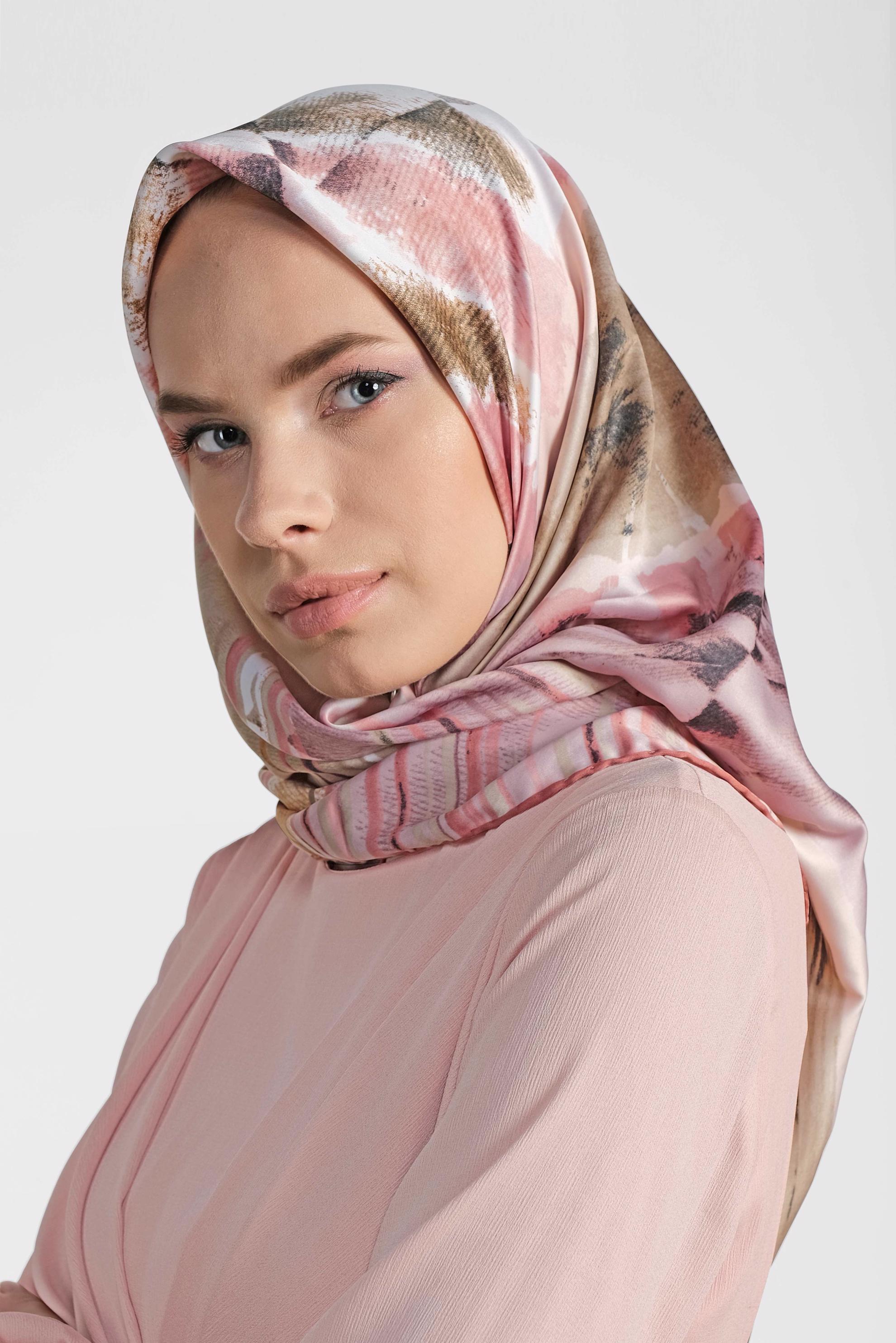 Tesettür giyim PUDRA ALVİNA DESENLİ EŞARP 11436-1 