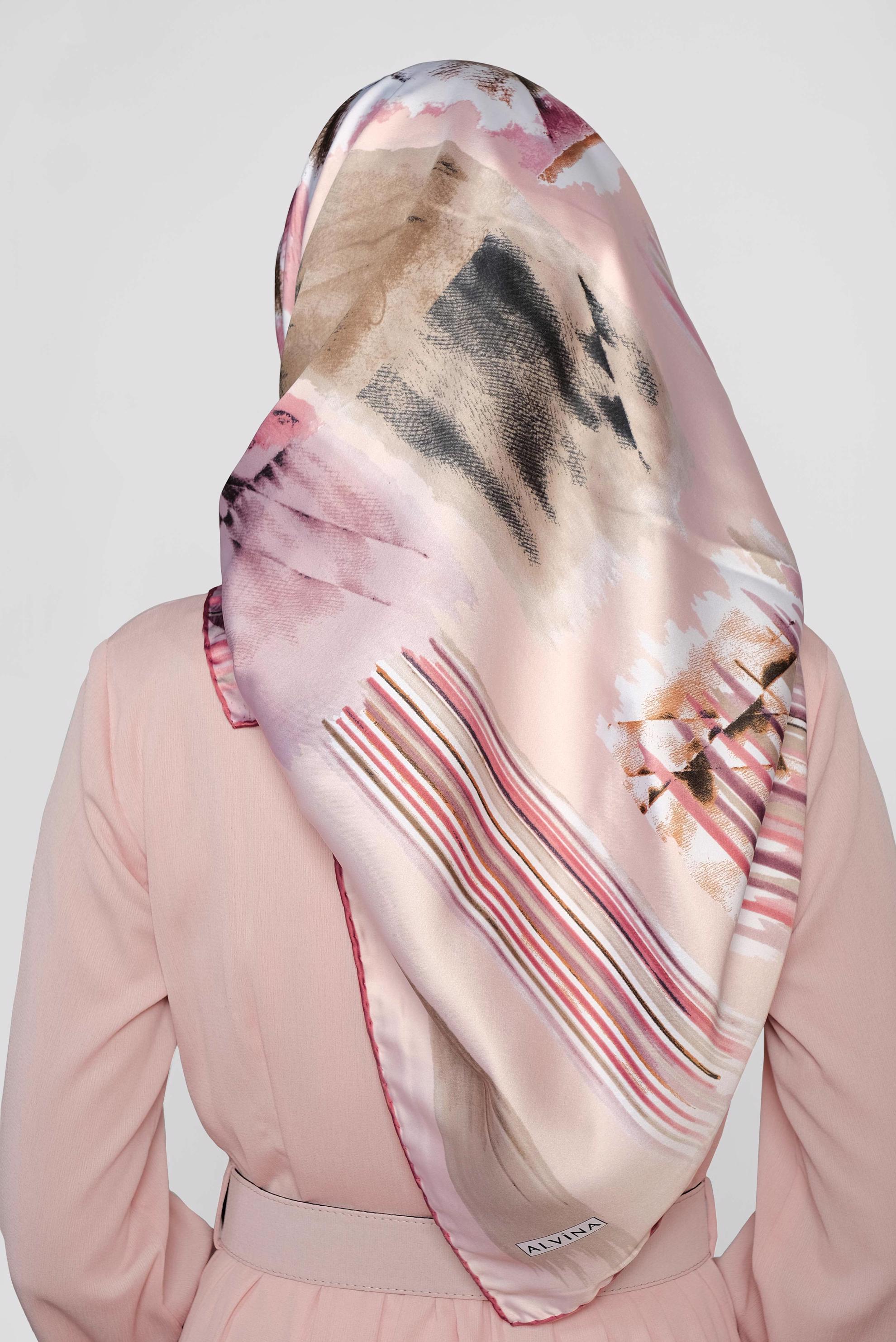 Tesettür giyim PUDRA ALVİNA DESENLİ EŞARP 11436-1 