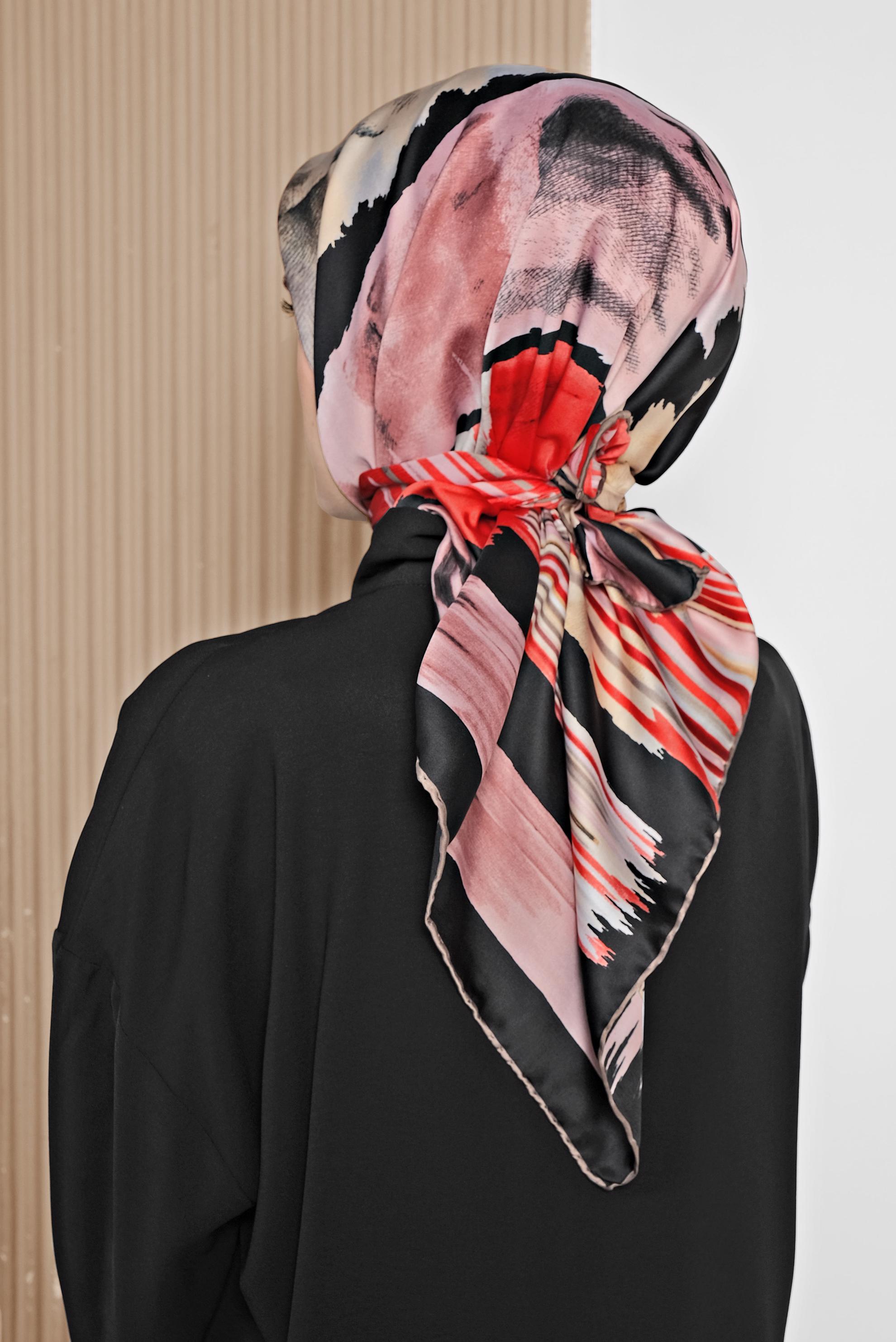 Tesettür giyim SİYAH ALVİNA DESENLİ EŞARP 11436-1 