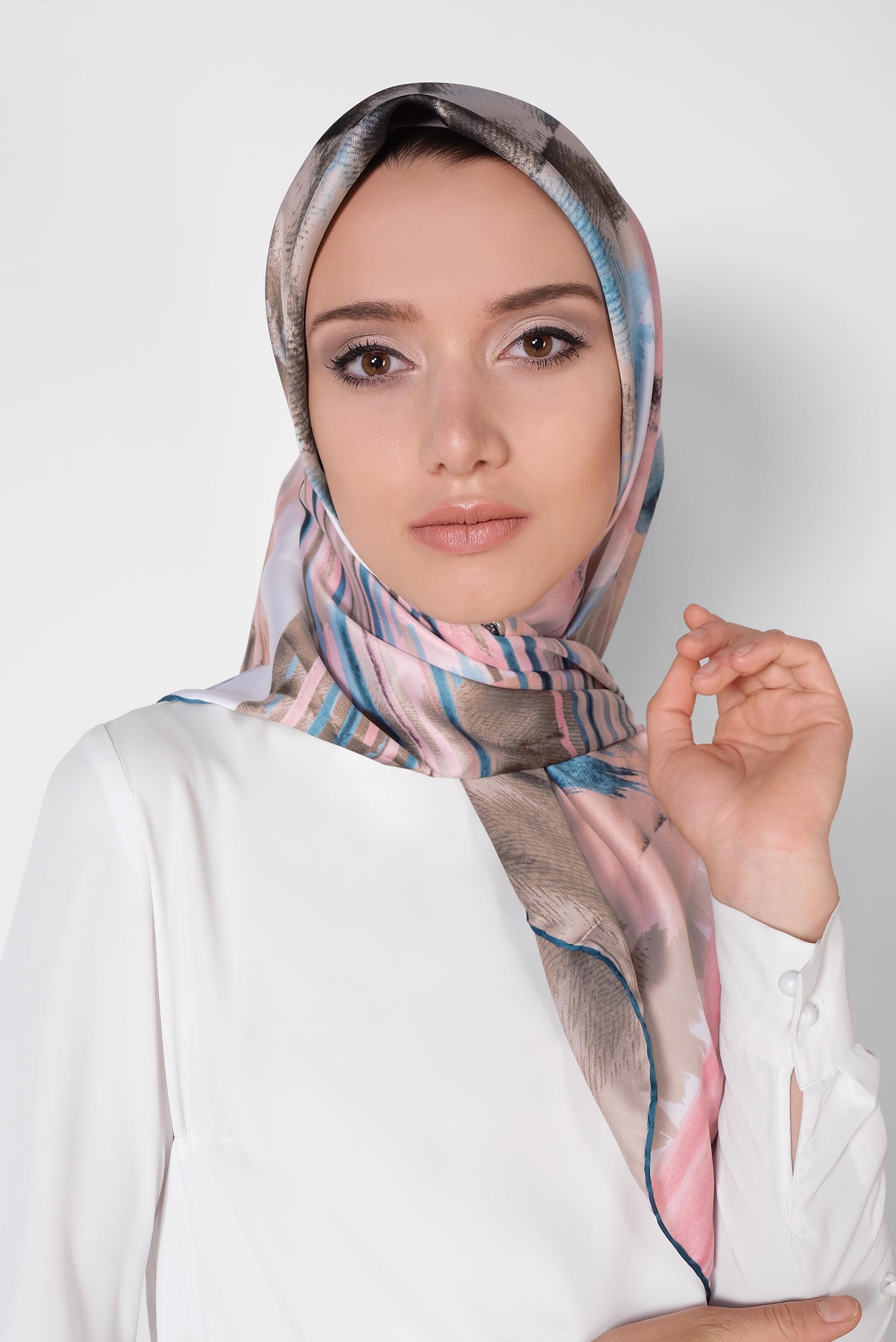 Tesettür giyim BEJ ALVİNA DESENLİ EŞARP 11436-1 