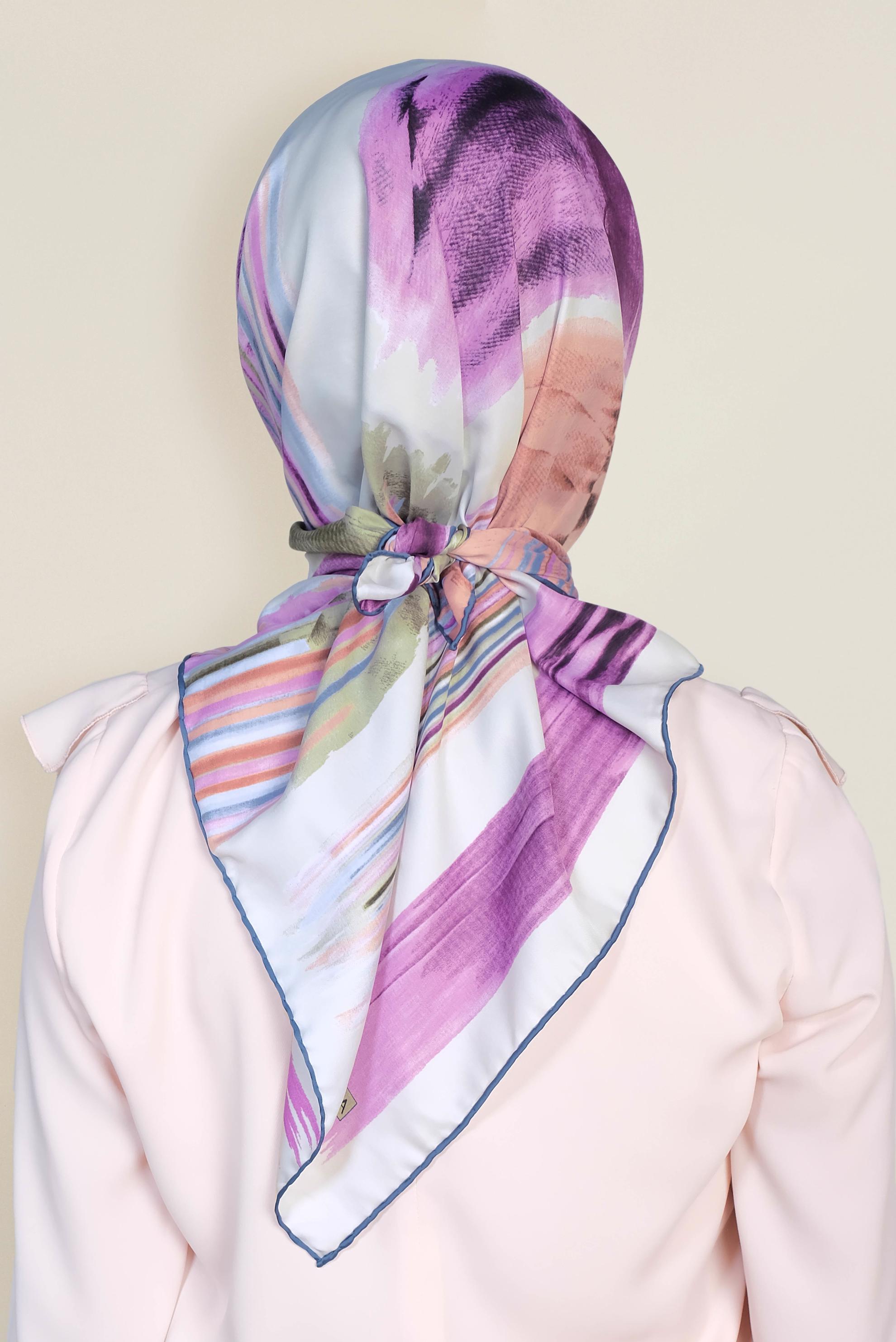 Tesettür giyim GRİ ALVİNA DESENLİ EŞARP 11436-1 