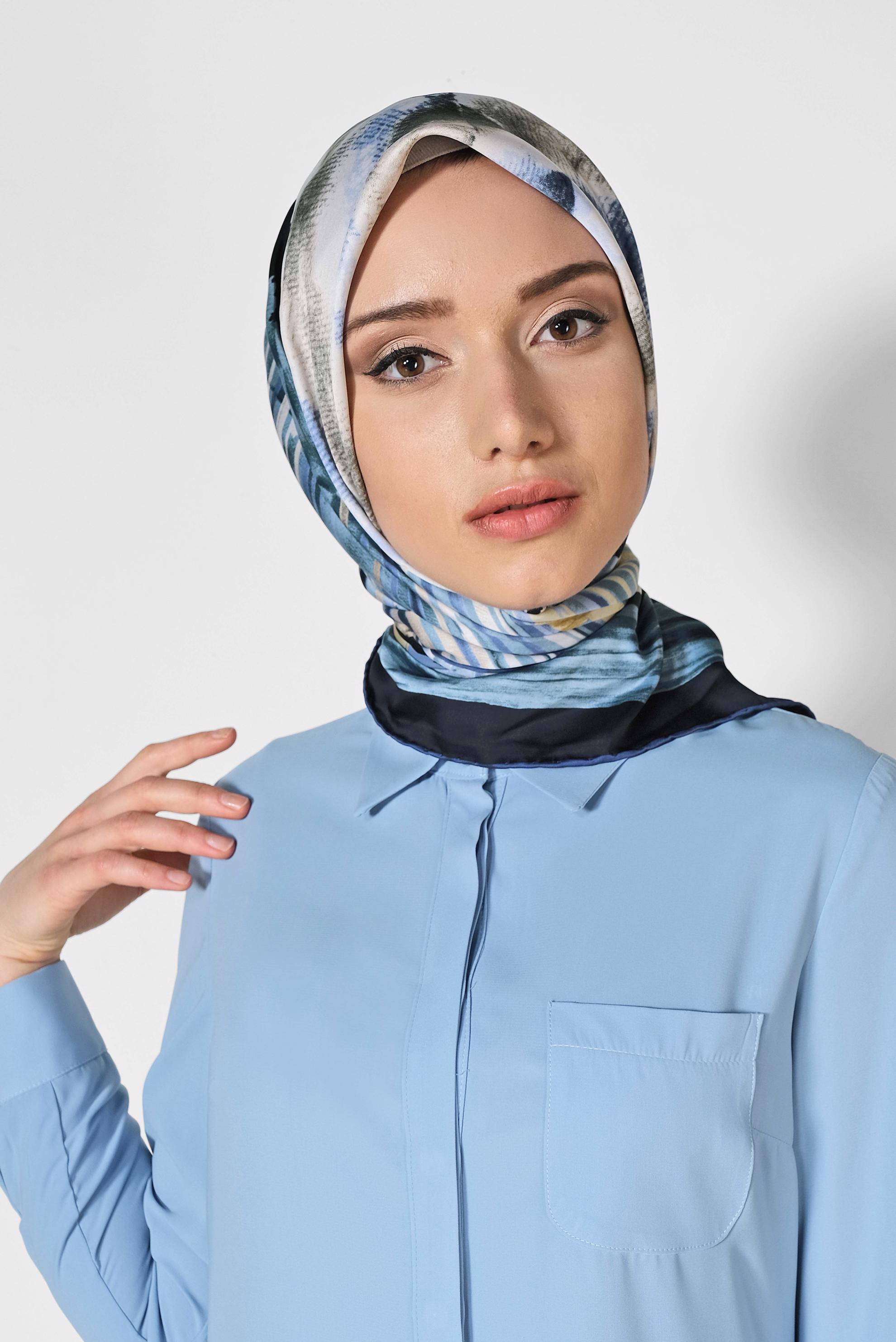 Tesettür giyim LACİVERT ALVİNA DESENLİ EŞARP 11436-1 