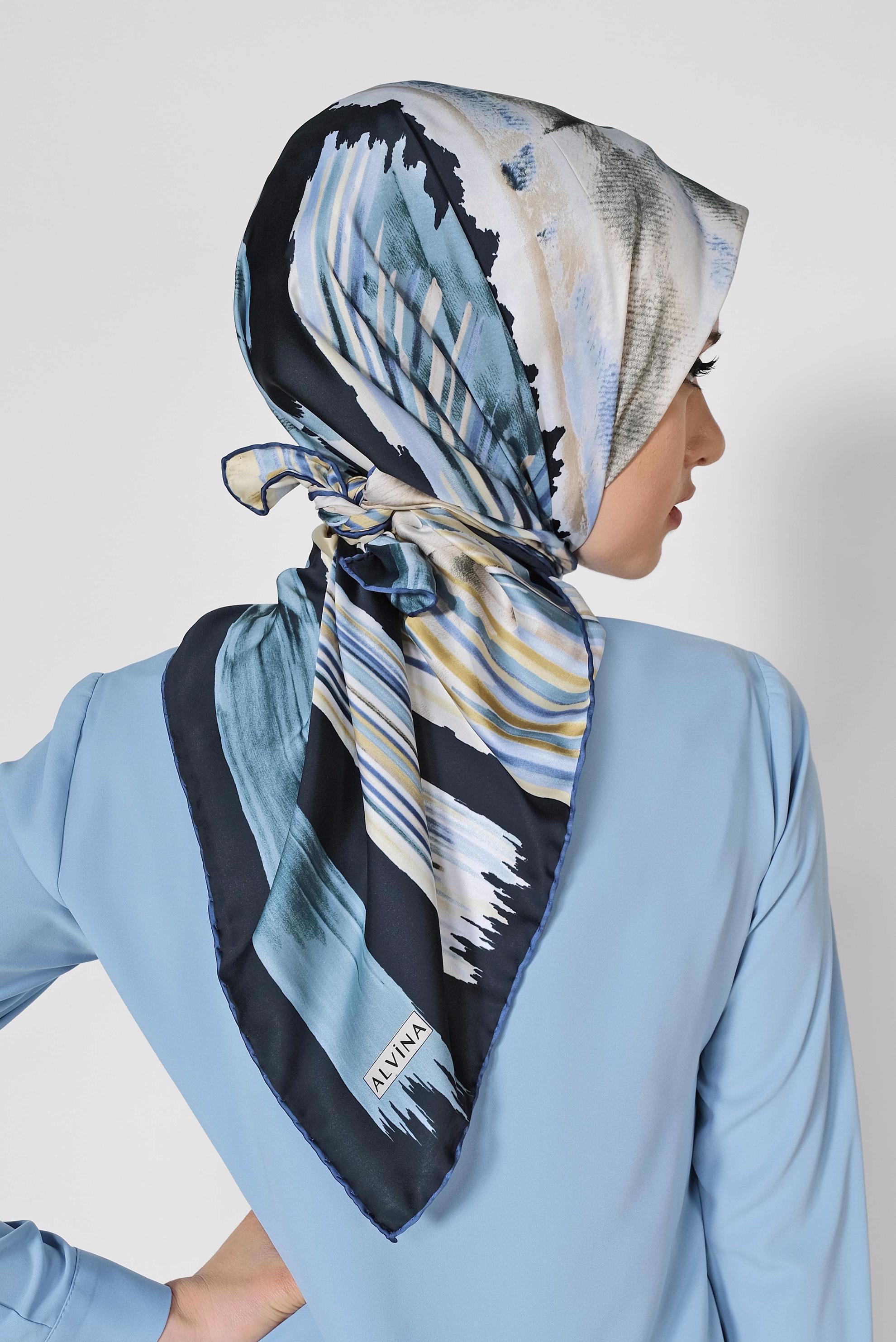 Tesettür giyim LACİVERT ALVİNA DESENLİ EŞARP 11436-1 