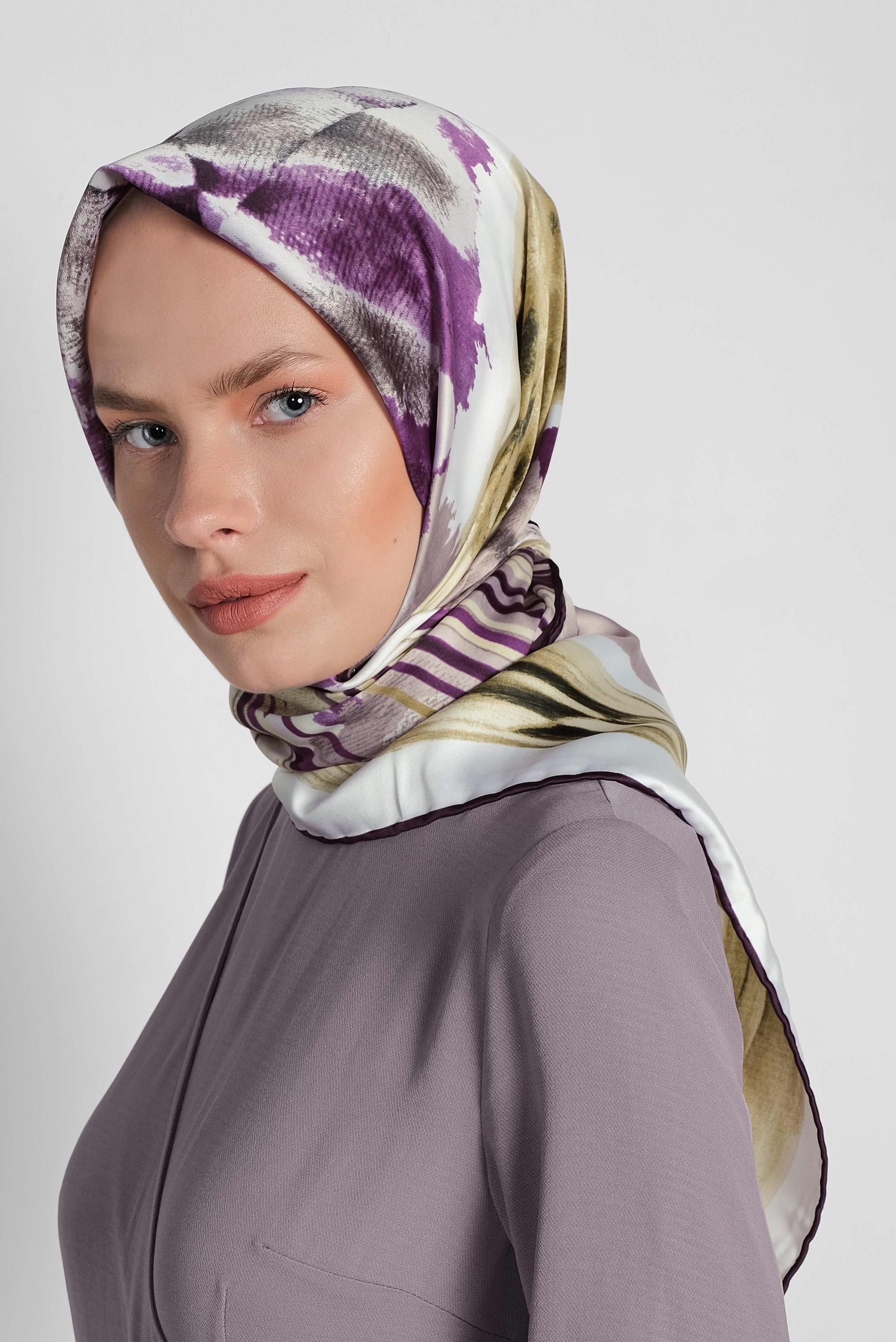 Tesettür giyim BEYAZ ALVİNA DESENLİ EŞARP 11436-1 