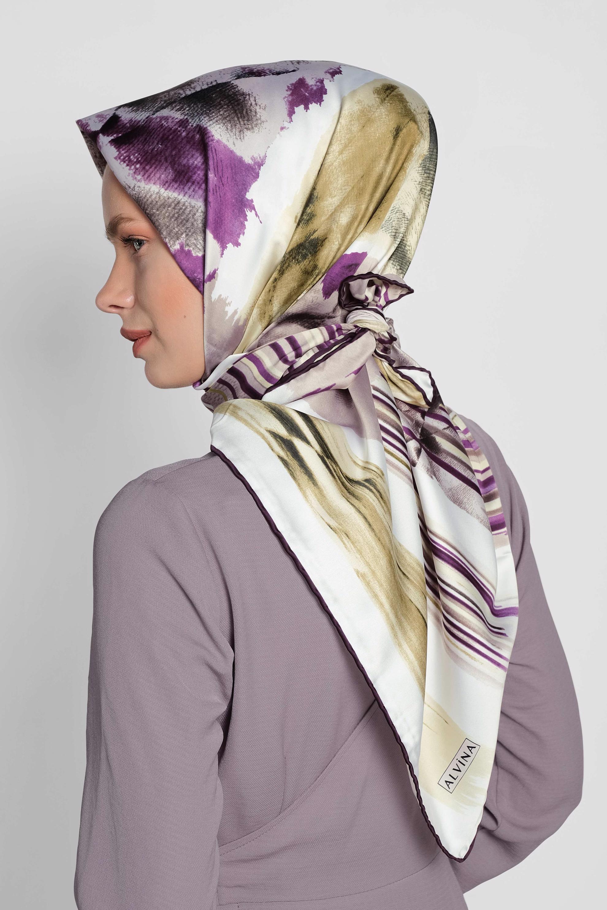 Tesettür giyim BEYAZ ALVİNA DESENLİ EŞARP 11436-1 