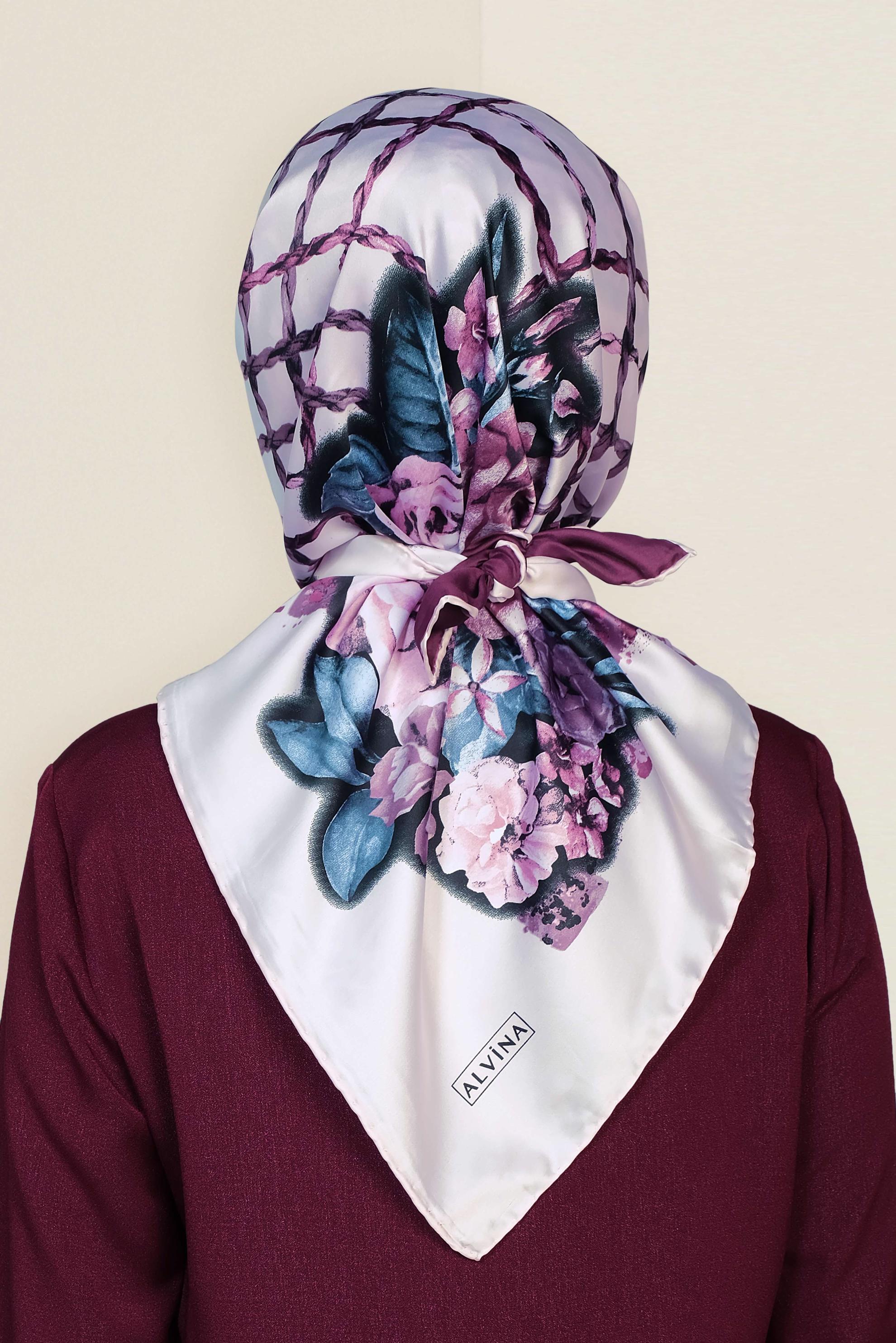 Tesettür giyim PUDRA 12183-1 ALVİNA DESENLİ EŞARP