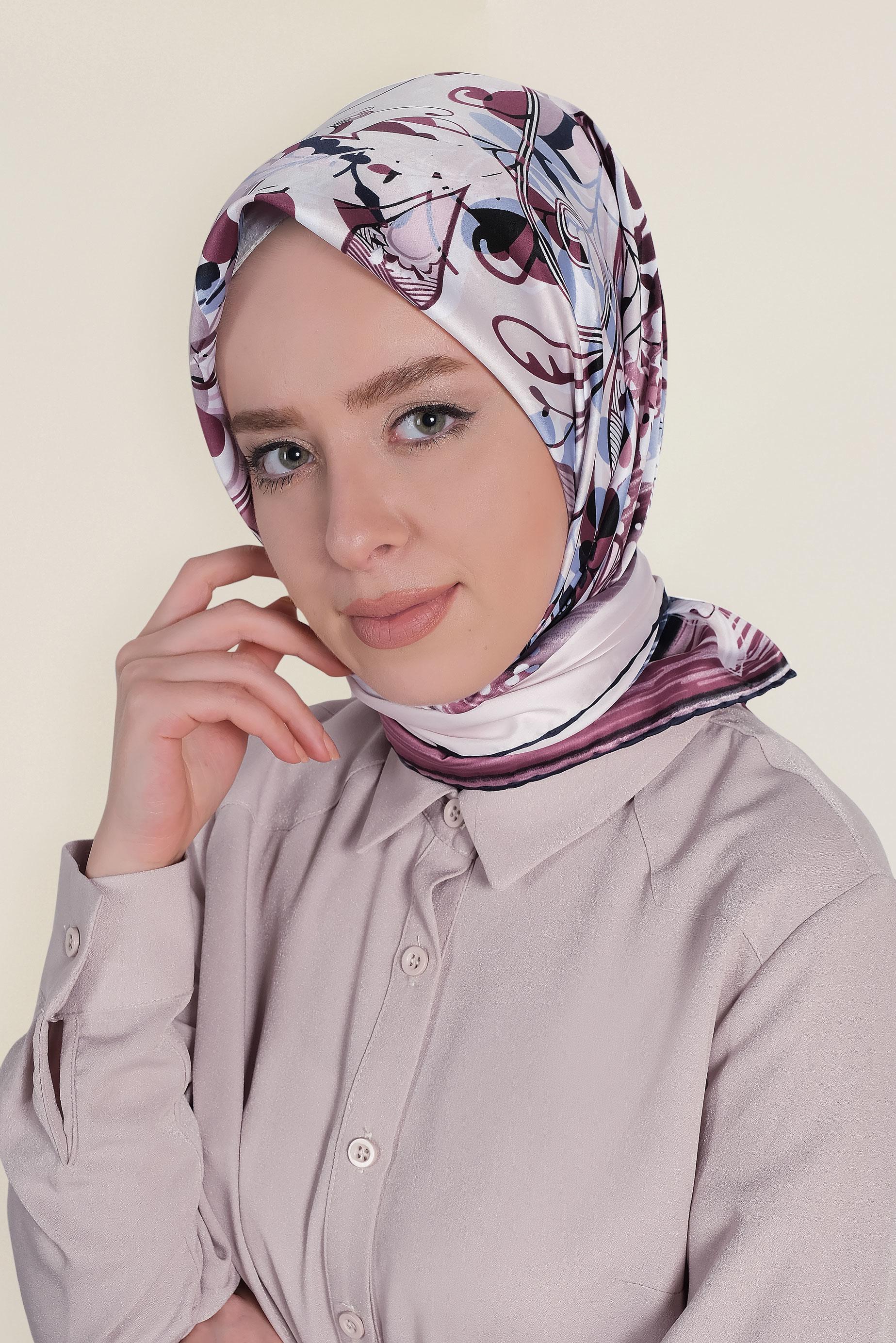 Tesettür giyim PUDRA 12184-1 ALVİNA DESENLİ EŞARP