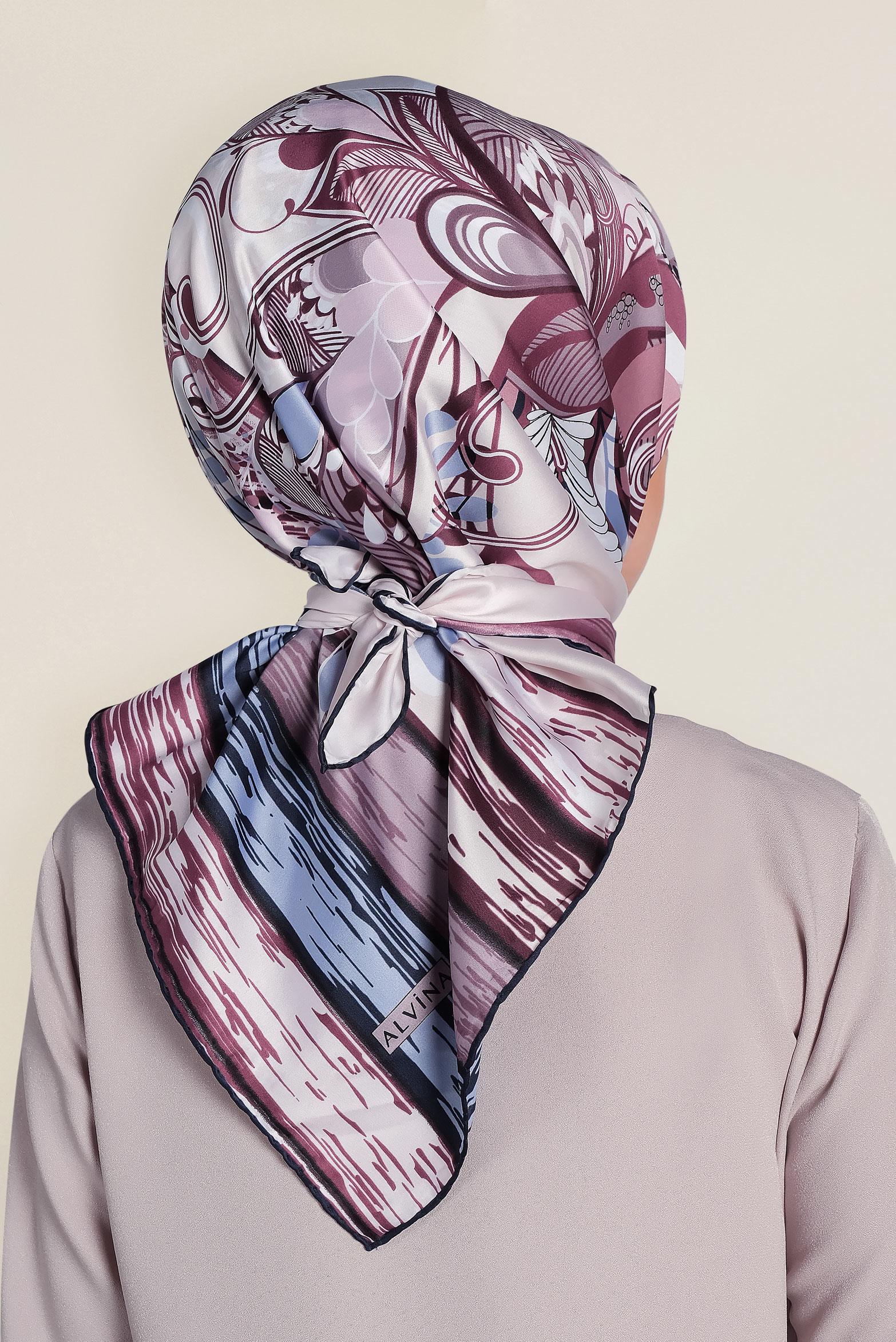 Tesettür giyim PUDRA 12184-1 ALVİNA DESENLİ EŞARP