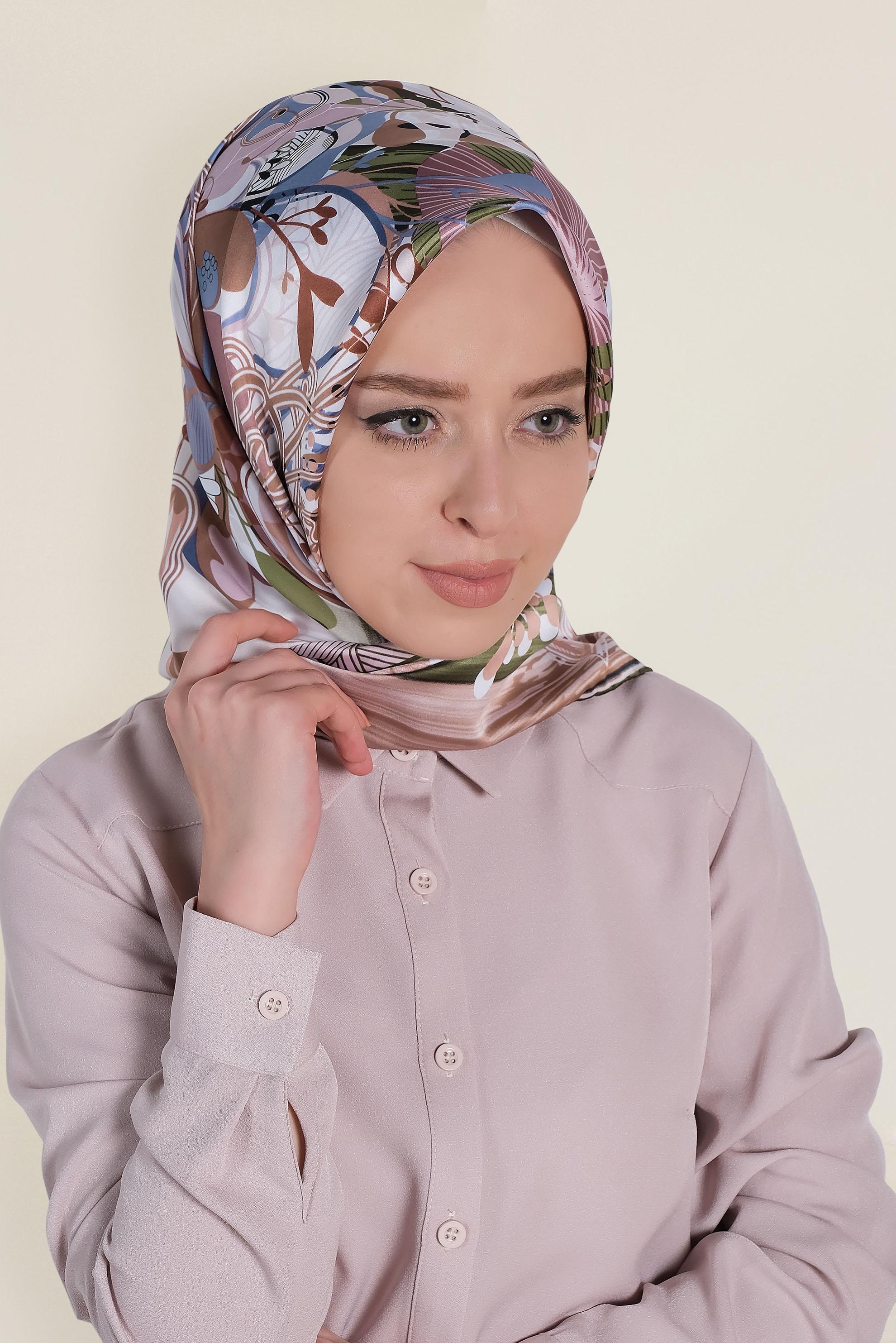 Tesettür giyim PUDRA 12184-1 ALVİNA DESENLİ EŞARP