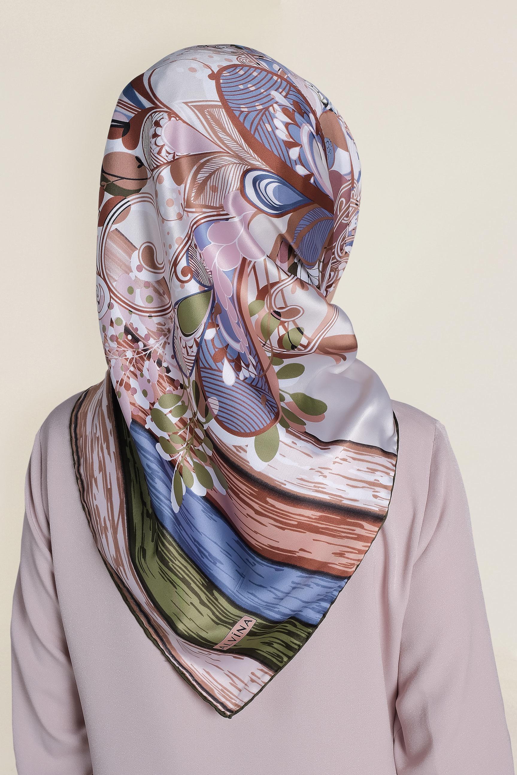 Tesettür giyim PUDRA 12184-1 ALVİNA DESENLİ EŞARP