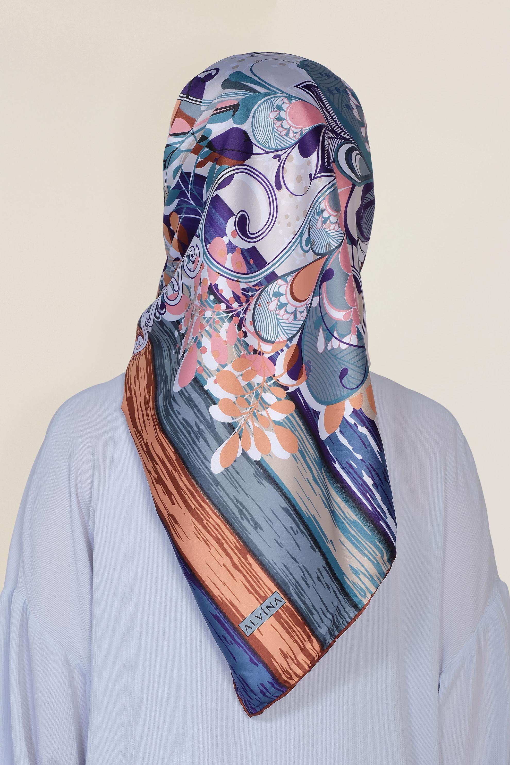 Tesettür giyim MOR 12184-1 ALVİNA DESENLİ EŞARP