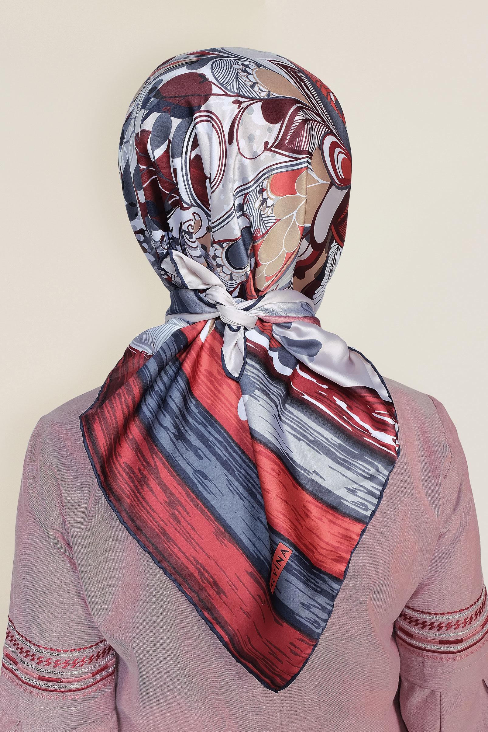 Tesettür giyim GRİ 12184-1 ALVİNA DESENLİ EŞARP