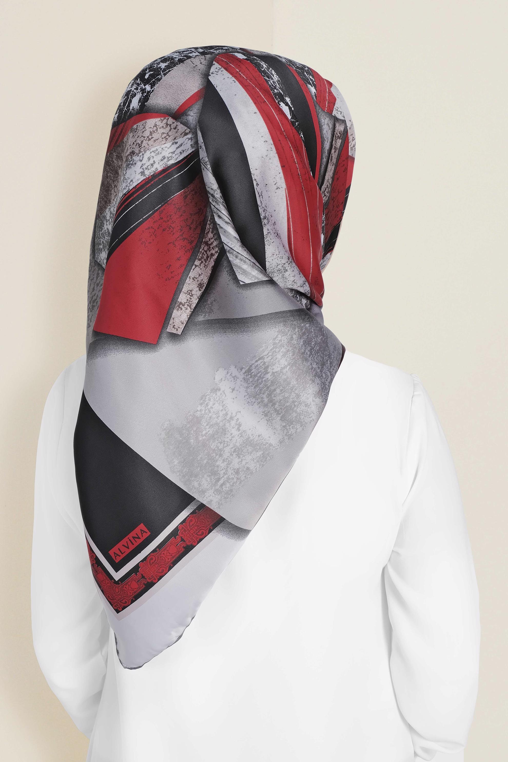 Tesettür giyim GRİ 12187-1 ALVİNA DESENLİ EŞARP