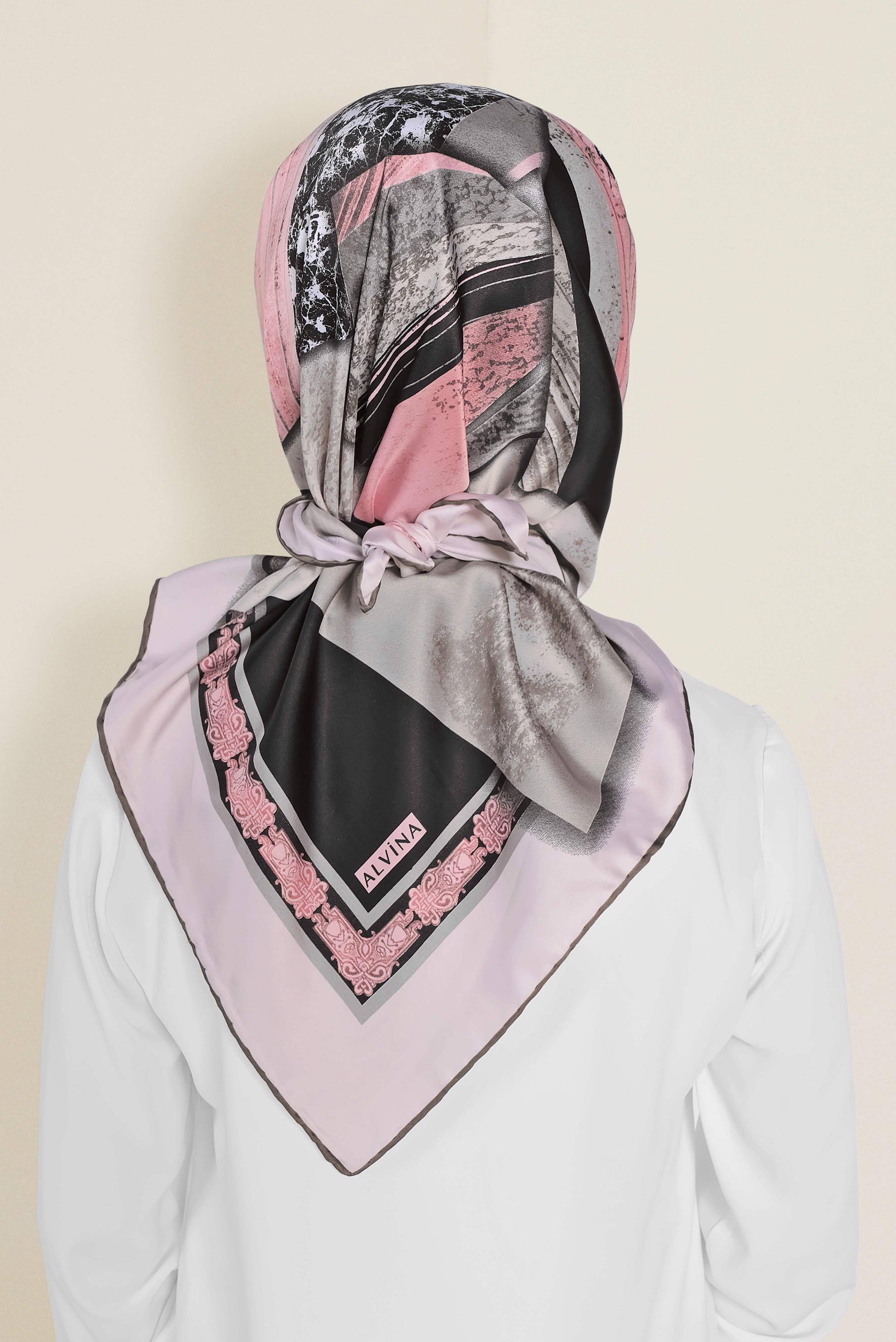 Tesettür giyim PEMBE 12187-1 ALVİNA DESENLİ EŞARP