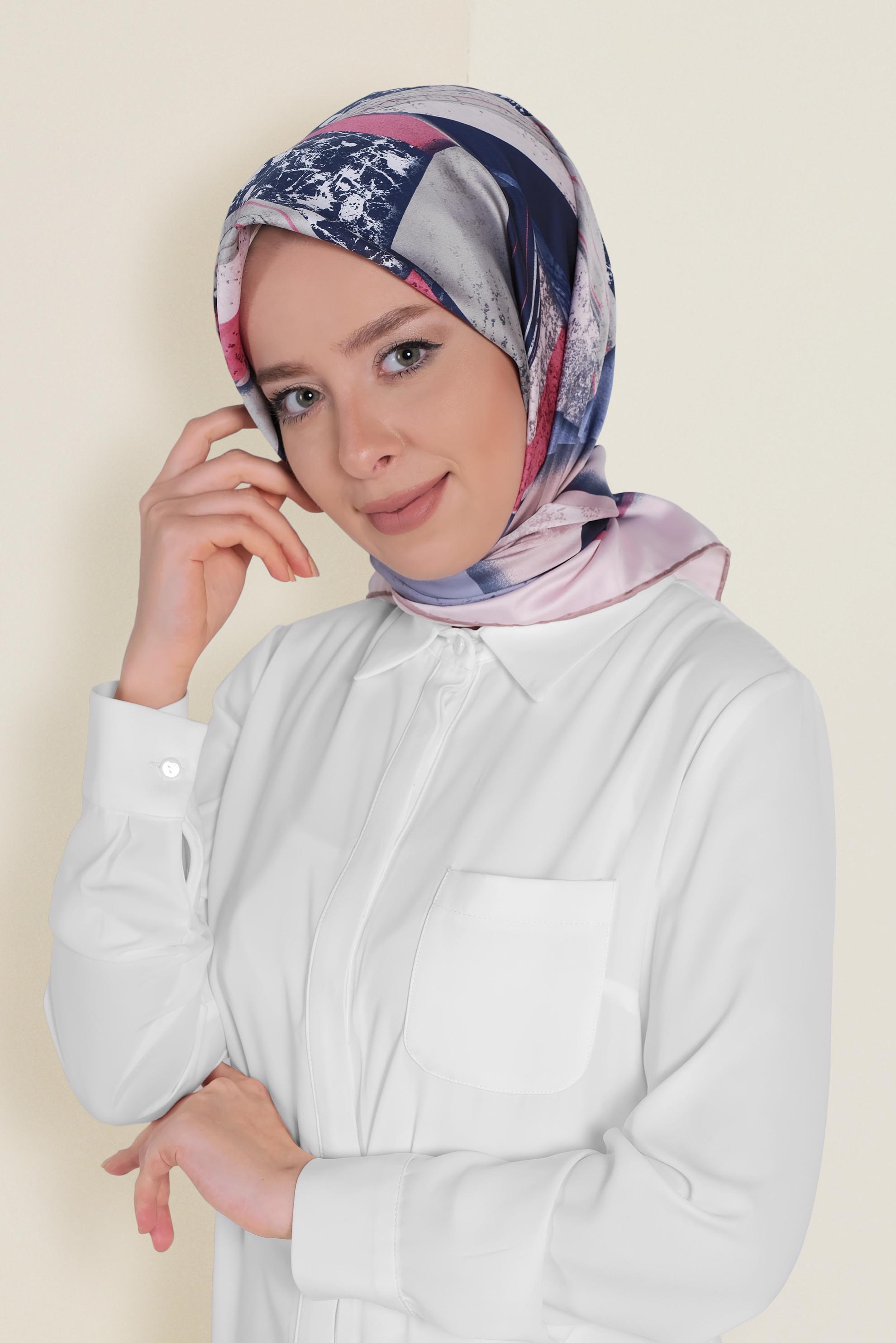 Tesettür giyim PUDRA 12187-1 ALVİNA DESENLİ EŞARP