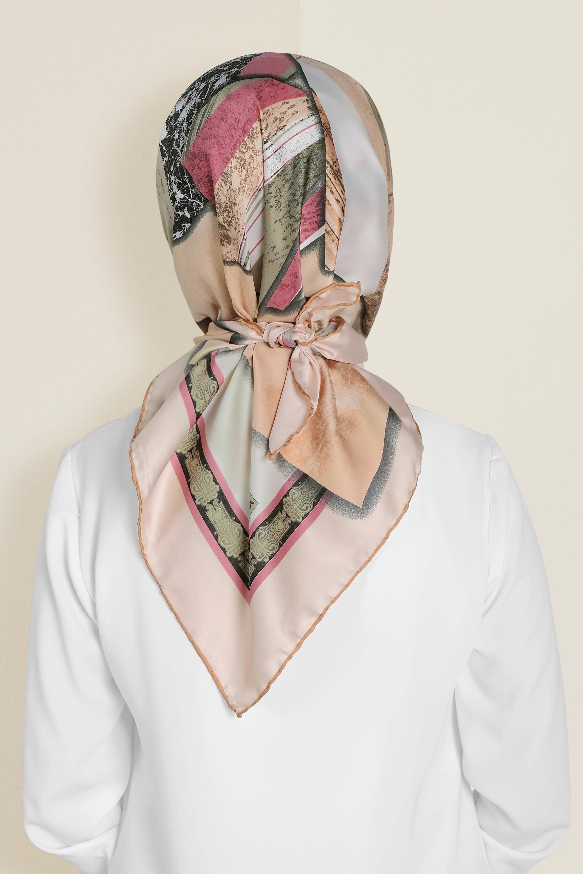 Tesettür giyim KAHVE 12187-1 ALVİNA DESENLİ EŞARP