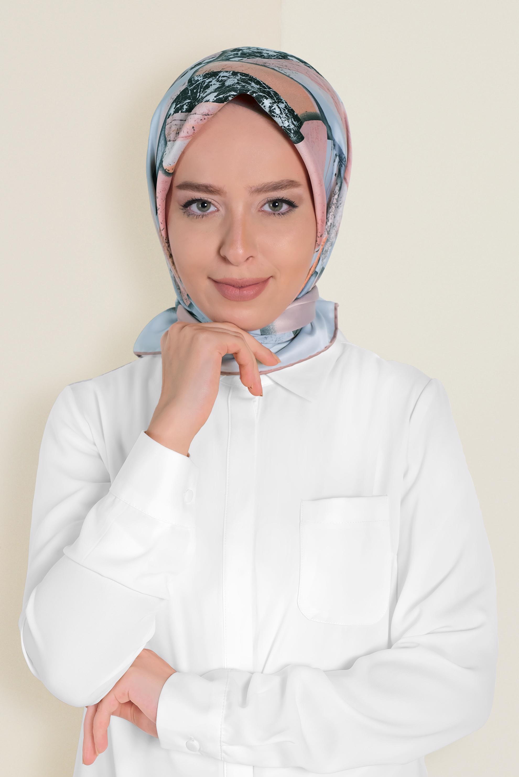 Tesettür giyim MAVİ 12187-1 ALVİNA DESENLİ EŞARP