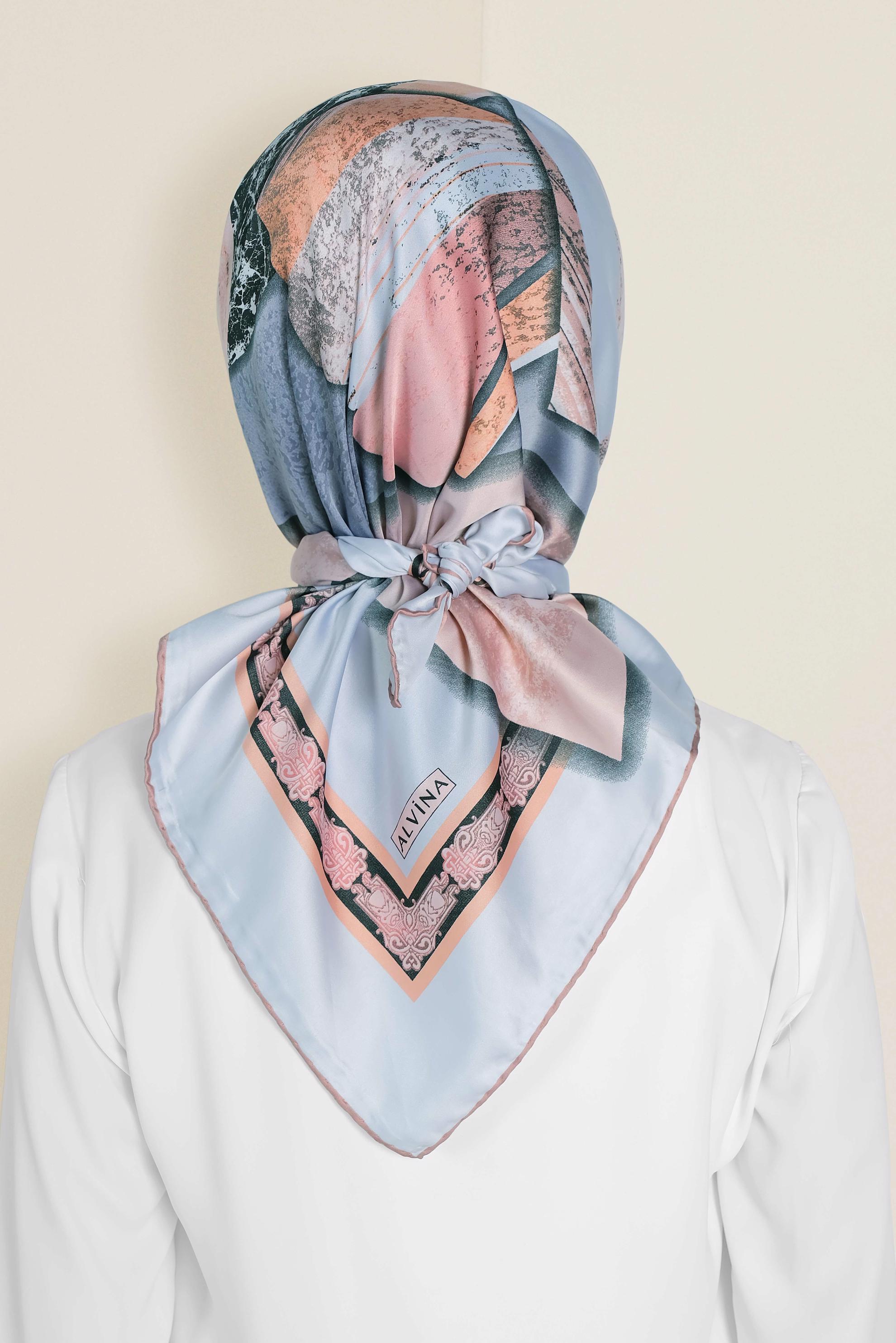 Tesettür giyim MAVİ 12187-1 ALVİNA DESENLİ EŞARP