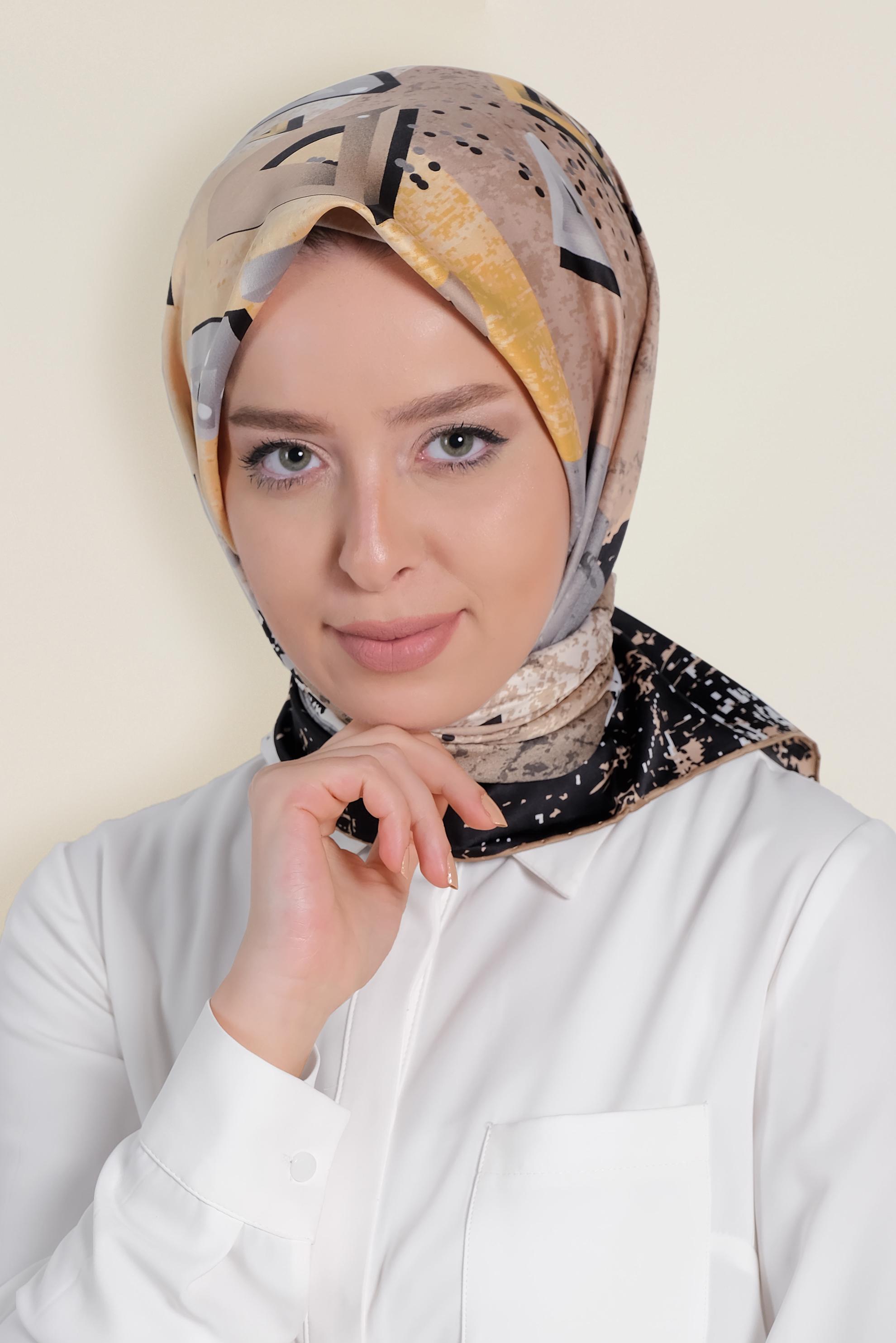 Tesettür giyim SİYAH 12188-1 ALVİNA DESENLİ EŞARP