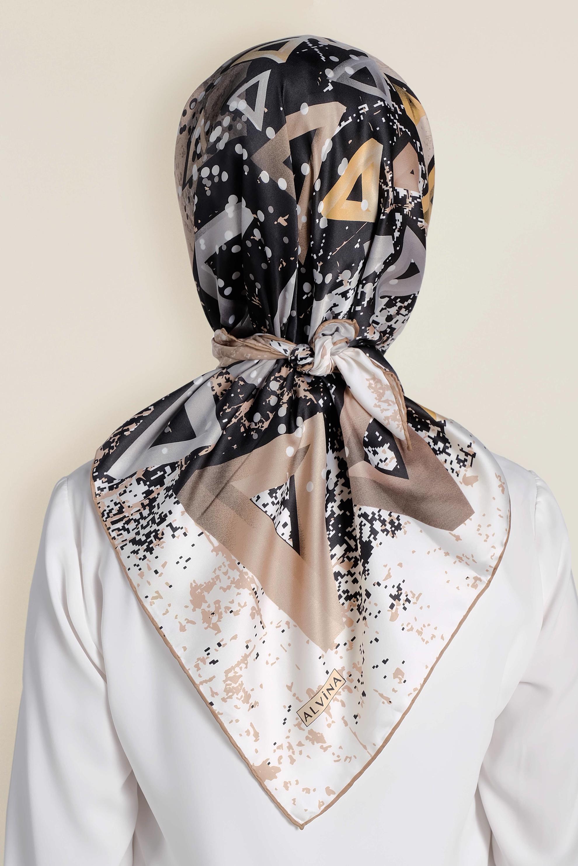 Tesettür giyim SİYAH 12188-1 ALVİNA DESENLİ EŞARP