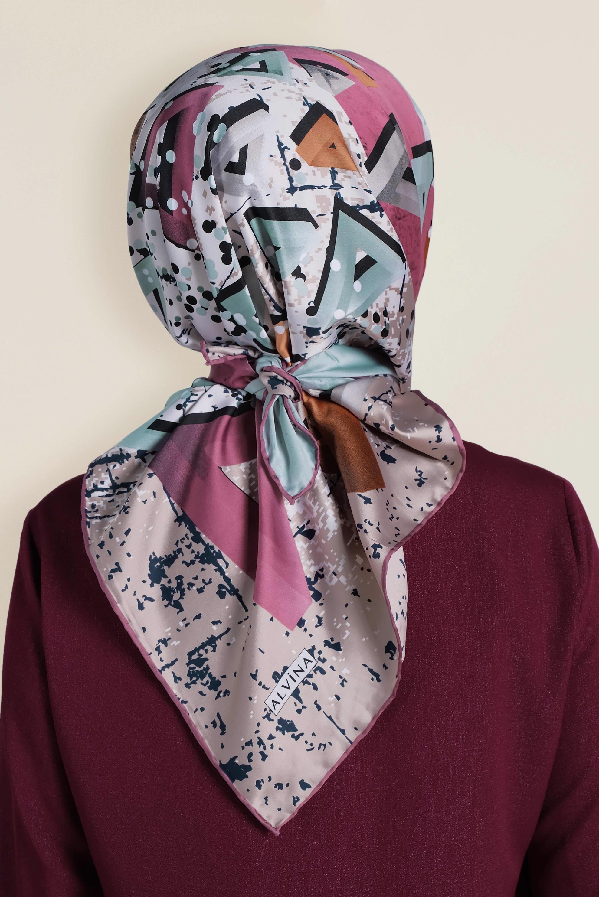 Tesettür giyim FUŞYA 12188-1 ALVİNA DESENLİ EŞARP