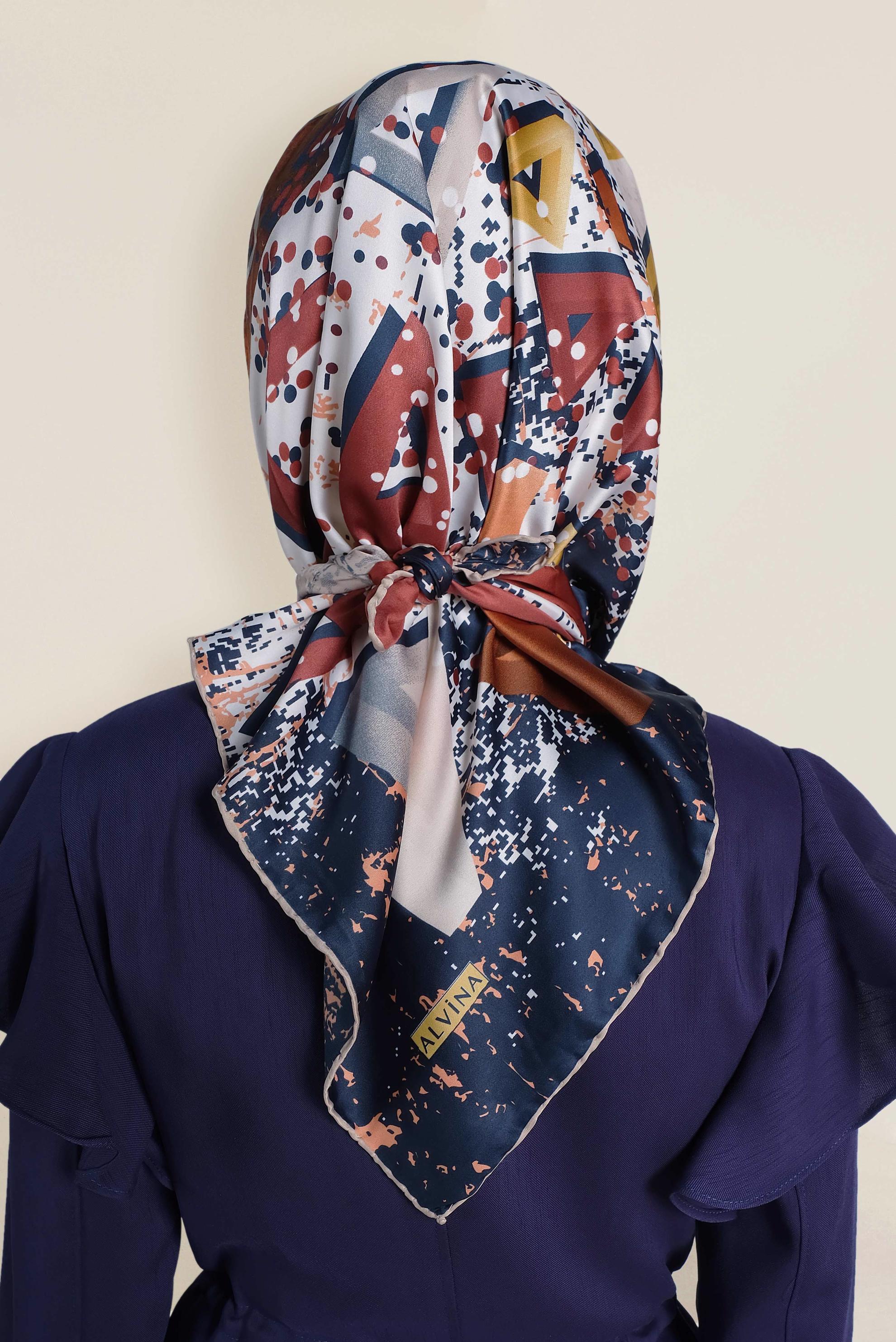 Tesettür giyim LACİVERT 12188-1 ALVİNA DESENLİ EŞARP